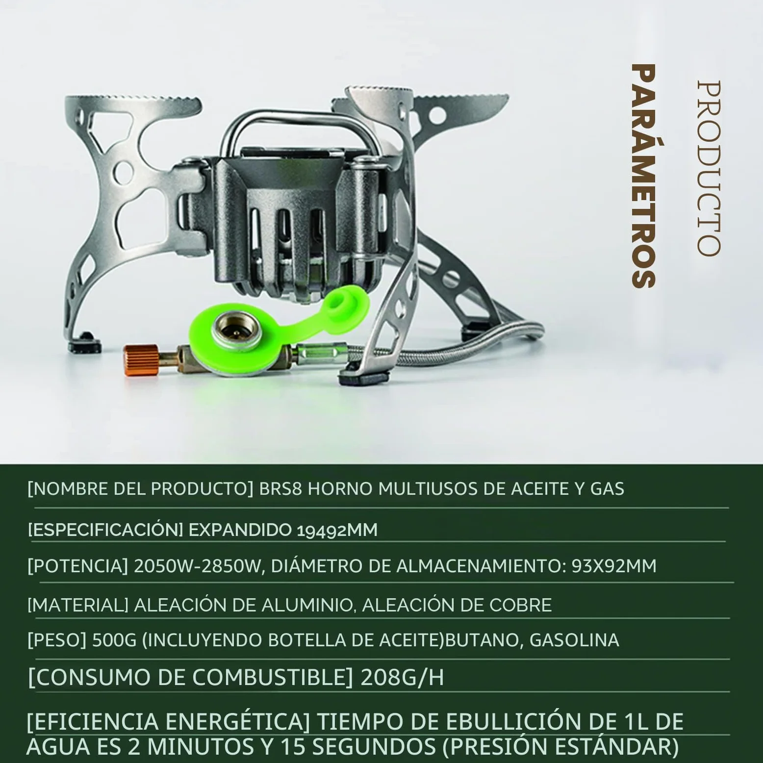 BRS-8 - Cocina de exterior multicombustible - Estufa de queroseno portátil con quemadores de gas plegables para acampar y cocinar picnic