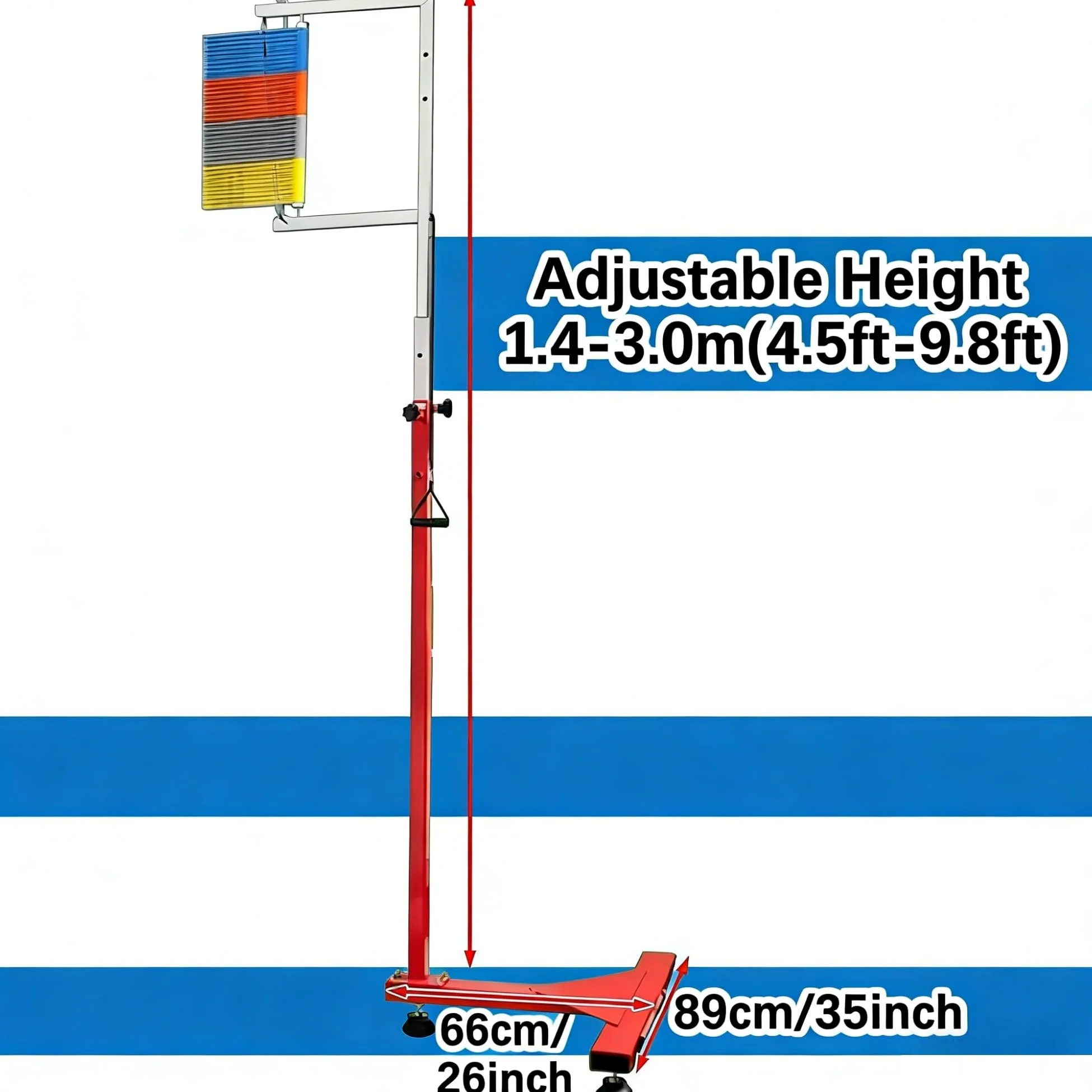 Entrenador de salto vertical, herramienta de medición de altura ajustable, probador de salto de pie para atletas, fácil instalación con reinicio de cordón de tracción
