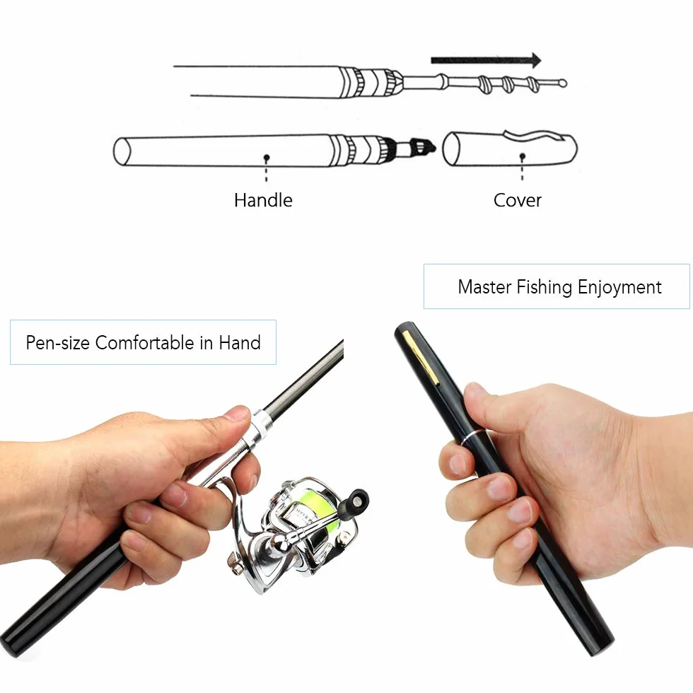Lixada Caña de pescar plegable telescópica combo kit 1,6 m equipo de pesca