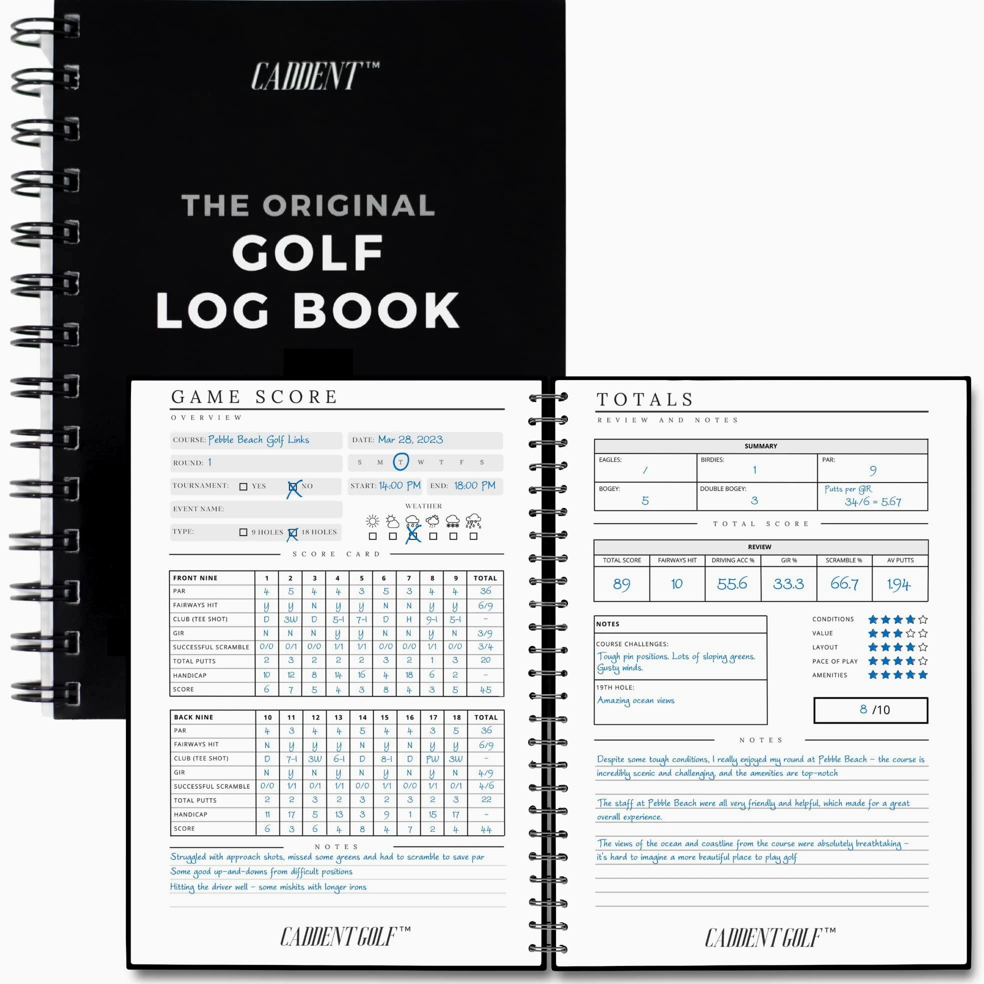 Cuaderno de Registro de Golf 150 páginas Encuadernado con Alambre para Estadísticas de Práctica y Tarjetas de Puntuación