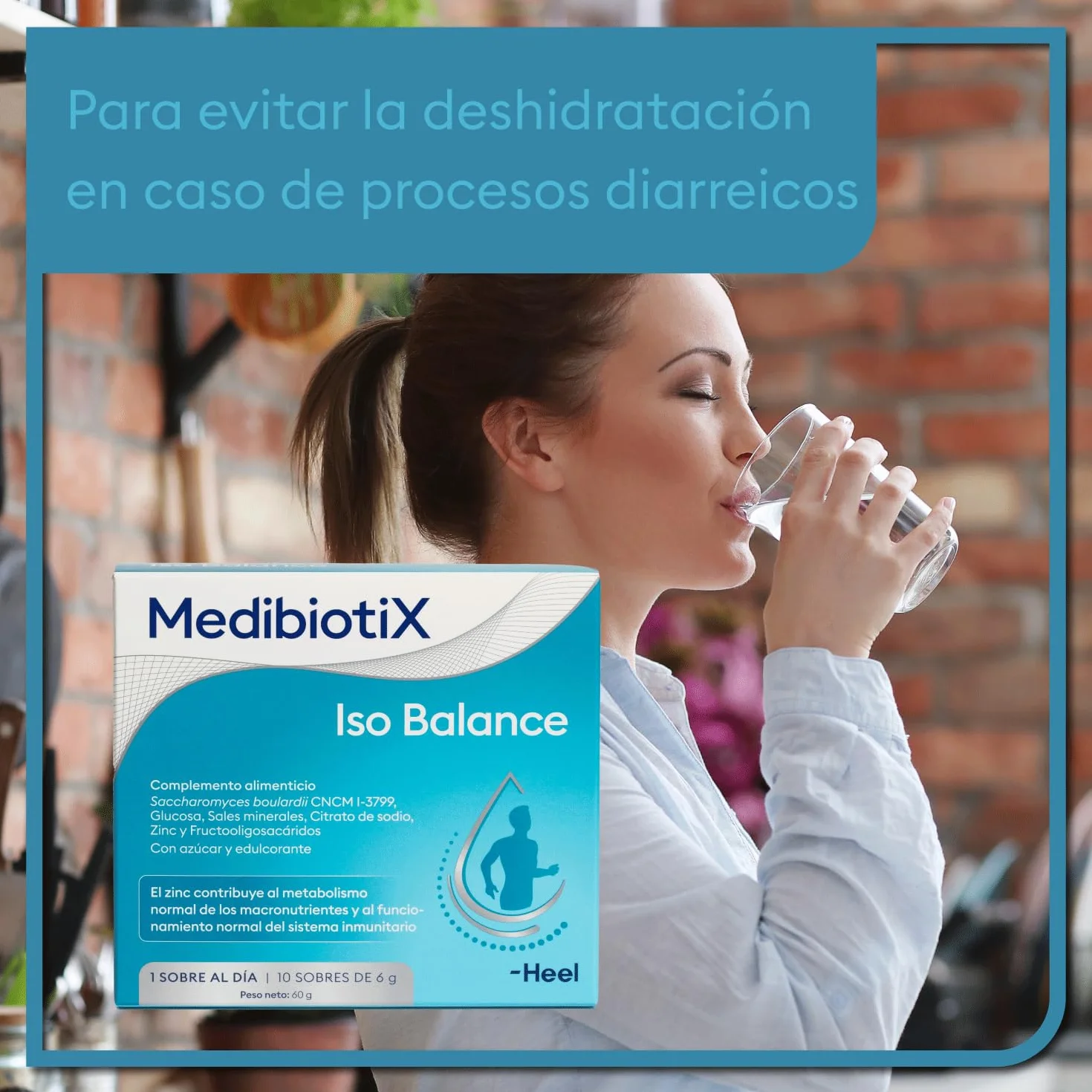 MedibiotiX Iso Balance Complemento Alimenticio con Prebióticos, Probióticos y Sales Minerales, 10 Sticks