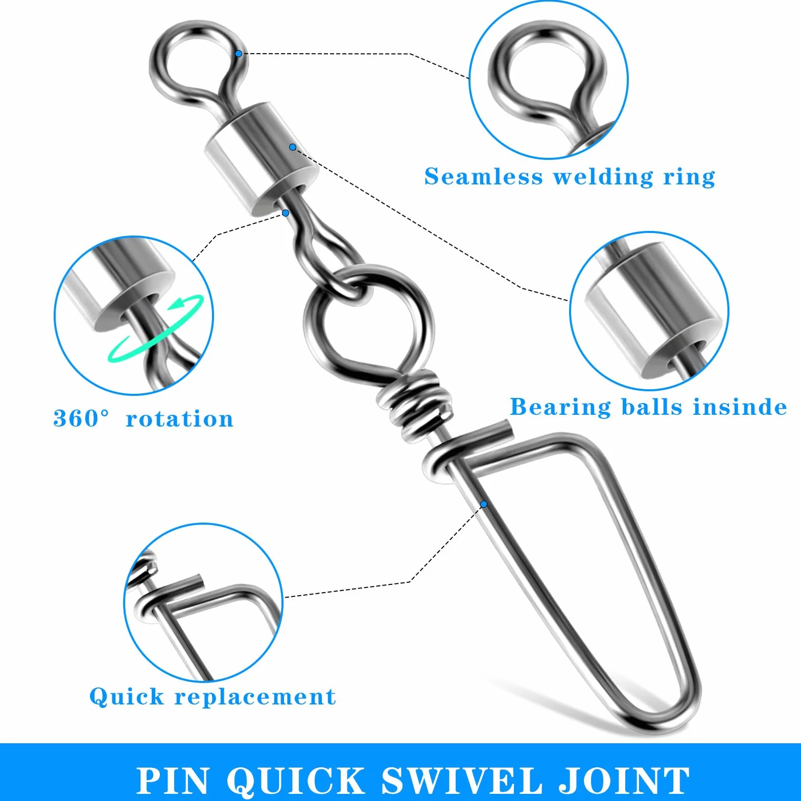 Amaxiu Angel Snap - Juego de 25 clavijas giratorias de alta resistencia, acero inoxidable, conector resistente a la corrosión para agua salada y agua dulce