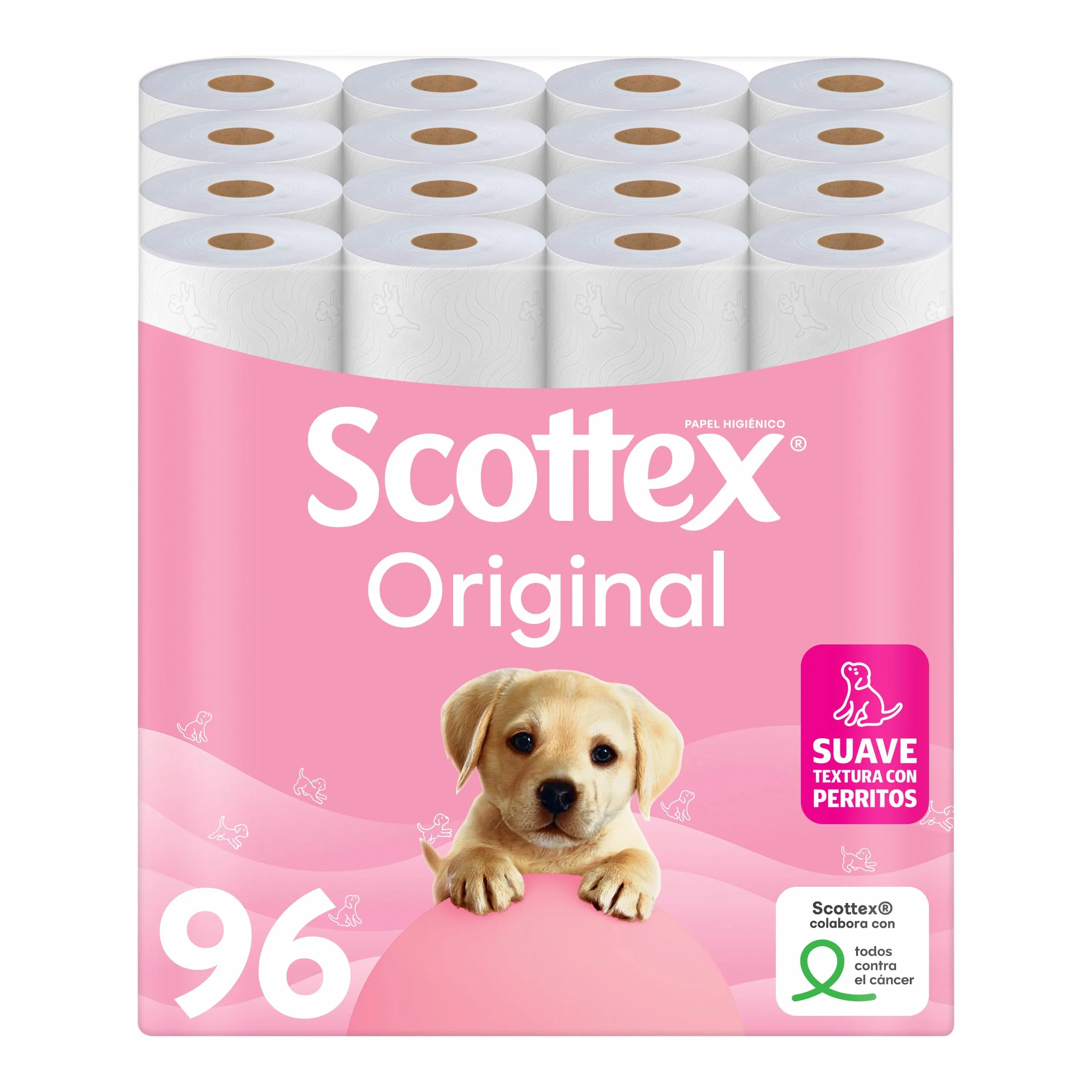 Scottex Original Papel Higiénico 96 Rollos 6 Paquetes 16 Rollos Dos Capas