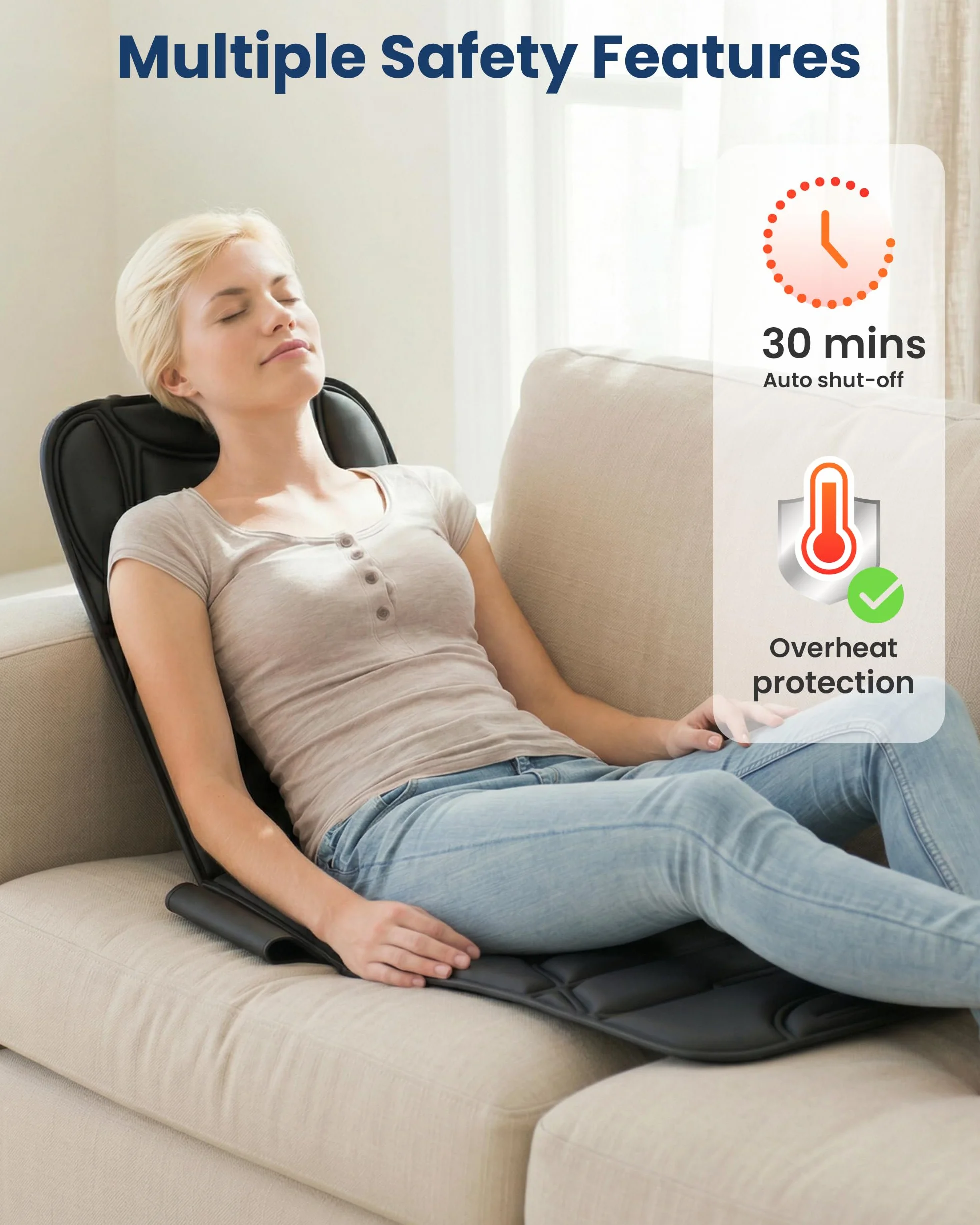COMFIER Colchoneta de Masaje Cuerpo Completo con Calor, 10 Motores, 5 Modos, Apagado Automático