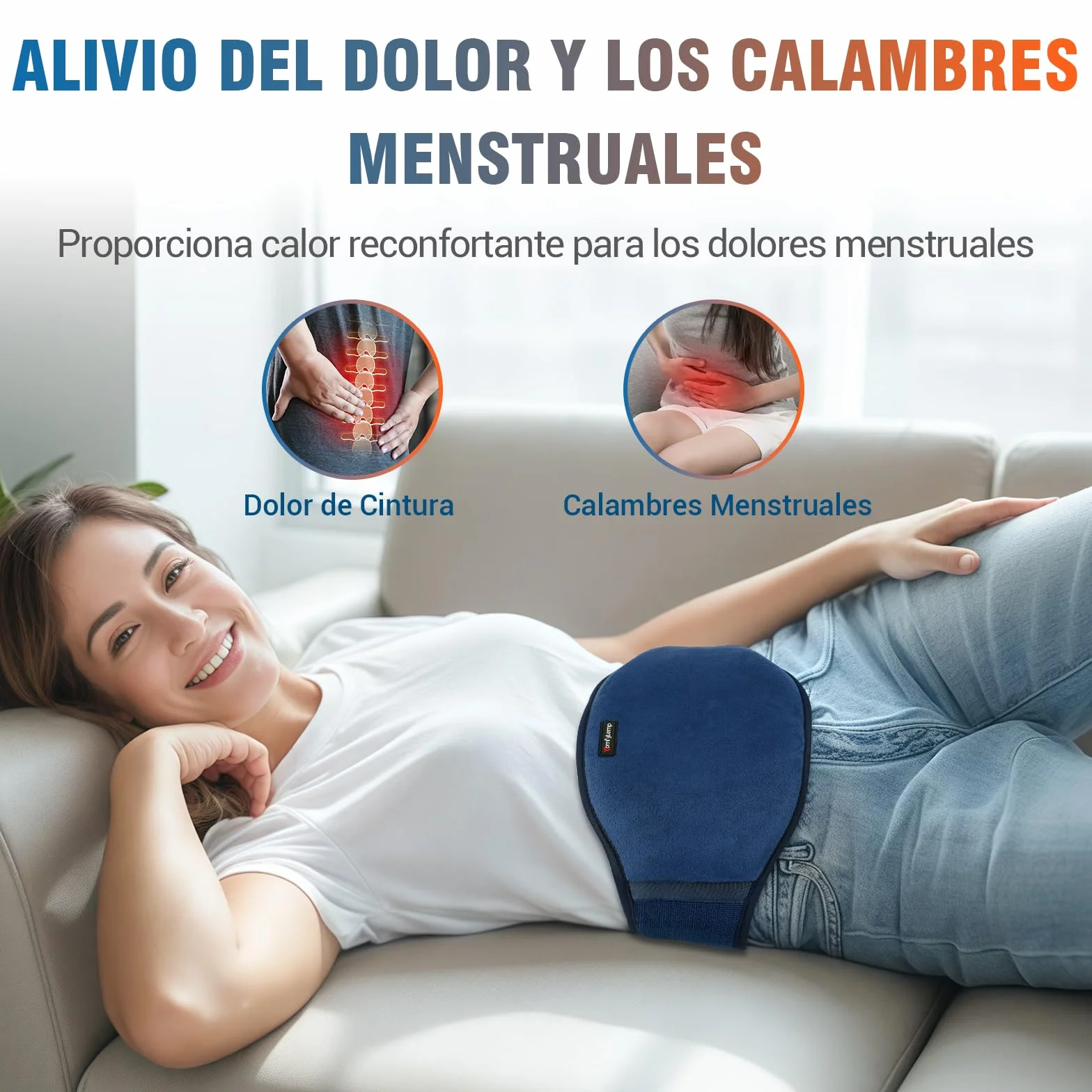 Almohadilla Térmica Lumbar, 3 Modos Calefacción, Masaje, 18x147cm