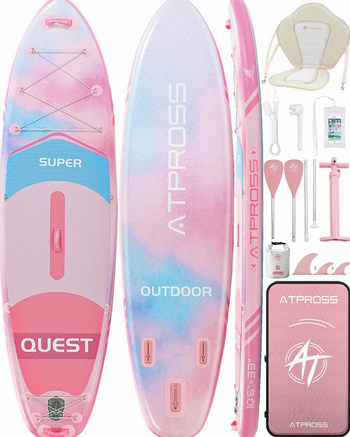 Tabla Sup Hinchable 2 Personas Set Completo Accesorios | Extra Ancha 320x84cm Carga 200kg Gran Estabilidad y Cubierta Antideslizante
