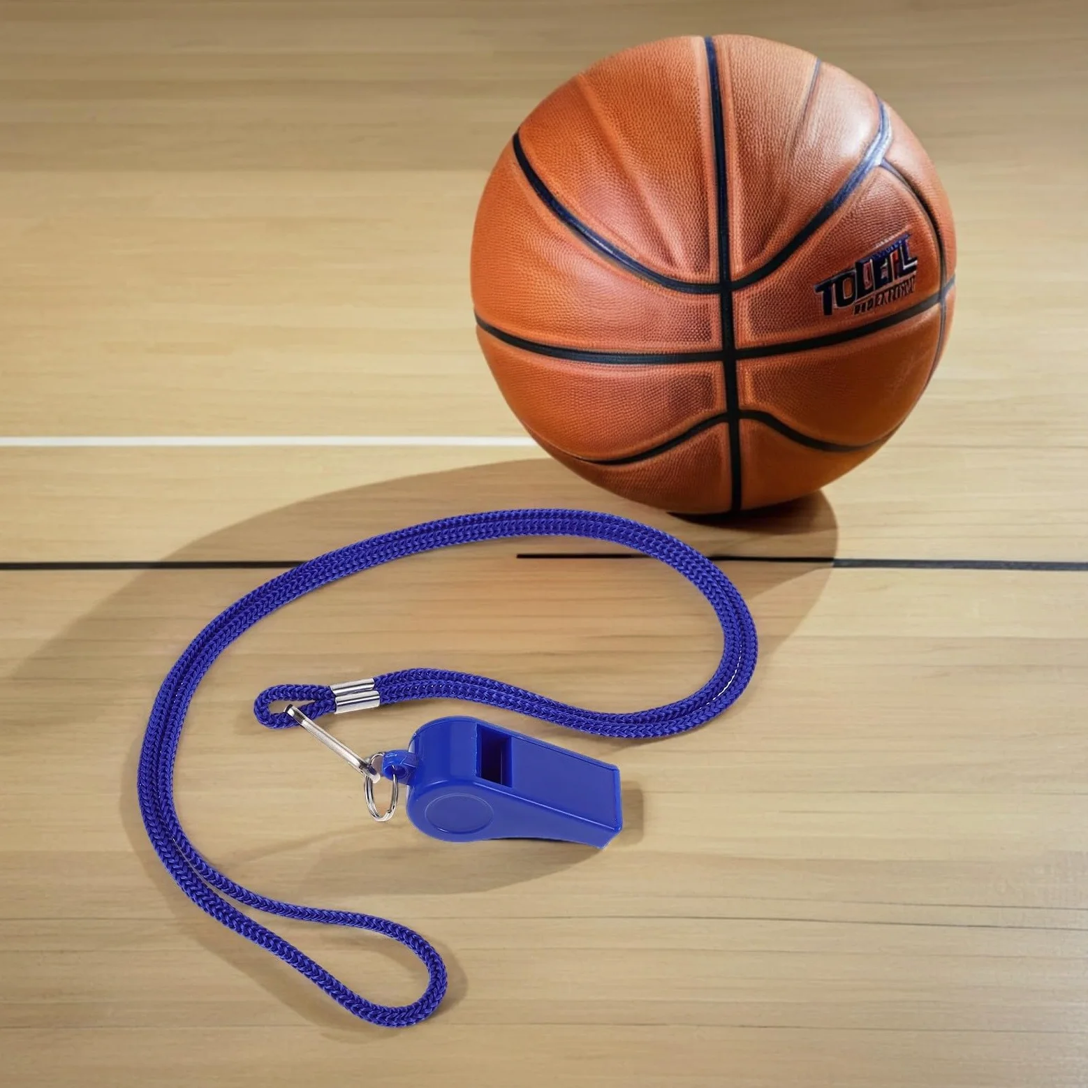 VICASKY - Silbatos de supervivencia potentes de plástico azul con cordón silbatos de emergencia para senderismo, camping, fútbol y actividades deportivas al aire libre
