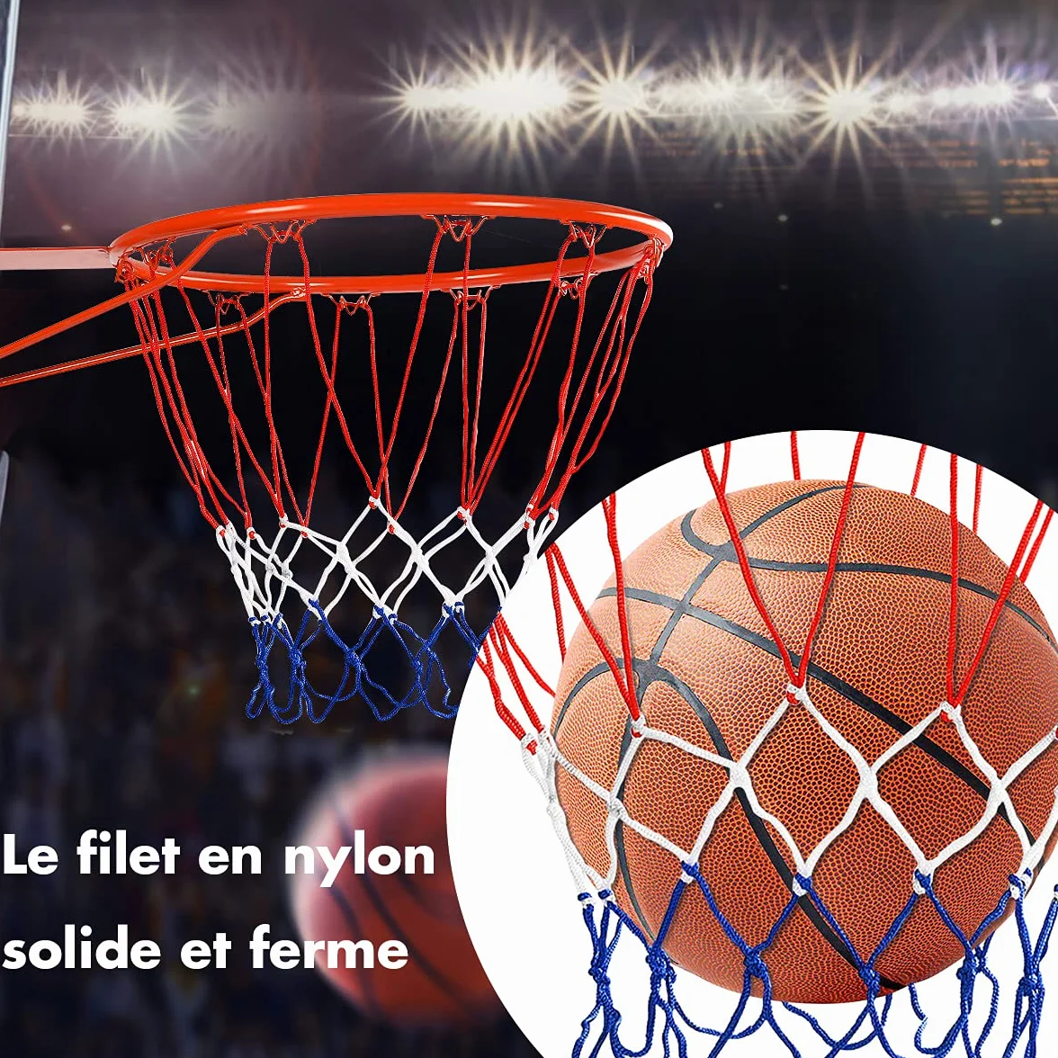 Cesta de baloncesto diámetro 45 cm con red de pared anillo de acero inoxidable