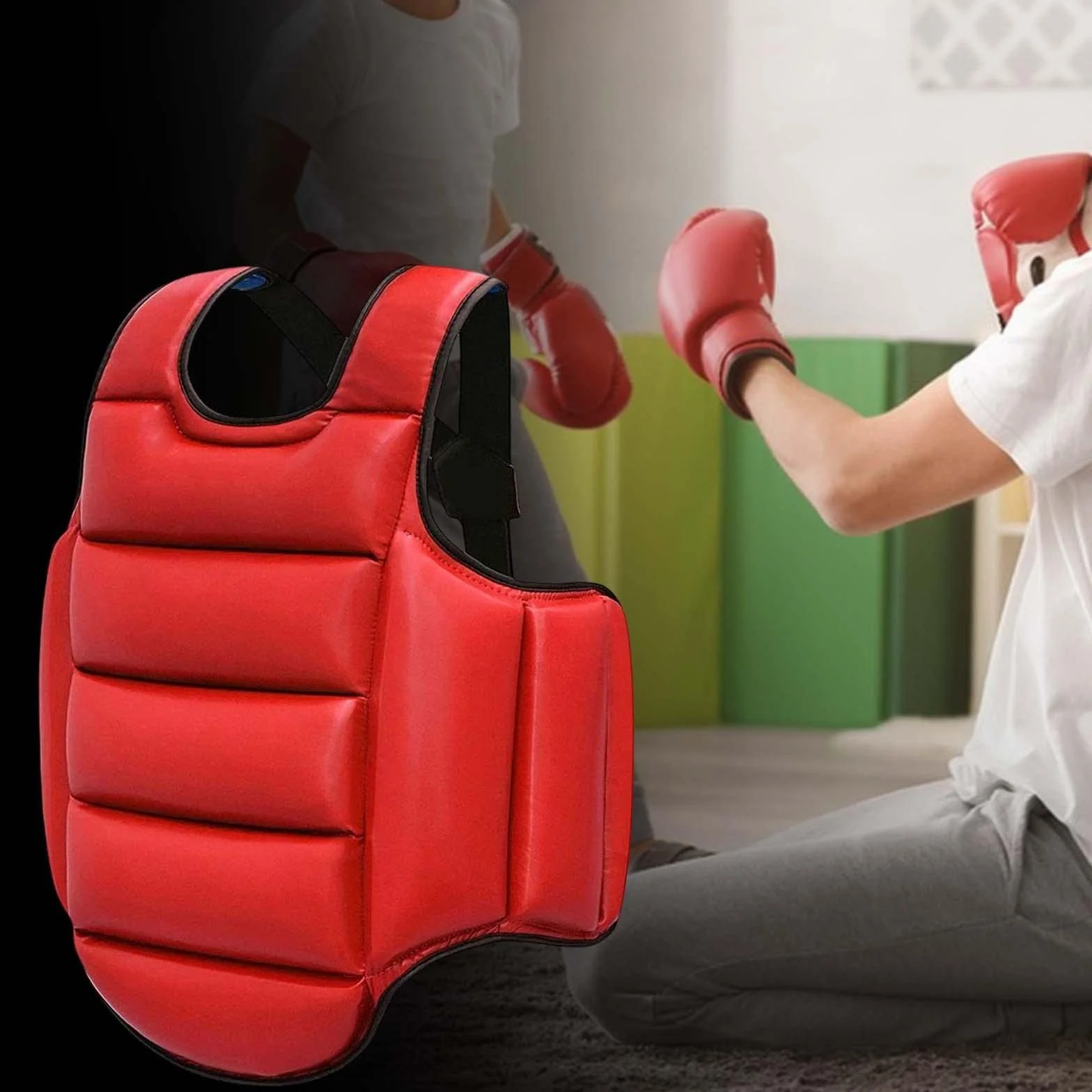 F Fityle Chaleco Protector de Taekwondo, Escudo de Costilla Ajustable, Protector de Pecho de Karate
