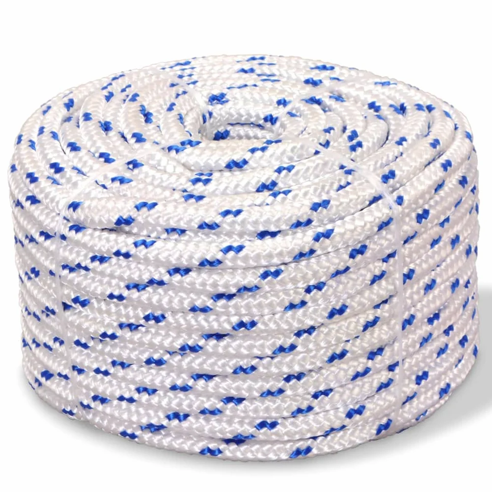 Cuerda de polipropileno para barco, 16 mm, 50 m, color blanco, resistente a la intemperie, resistente al desgaste, flotante, ideal para barco, velero, yate, fijación, tensión, transporte