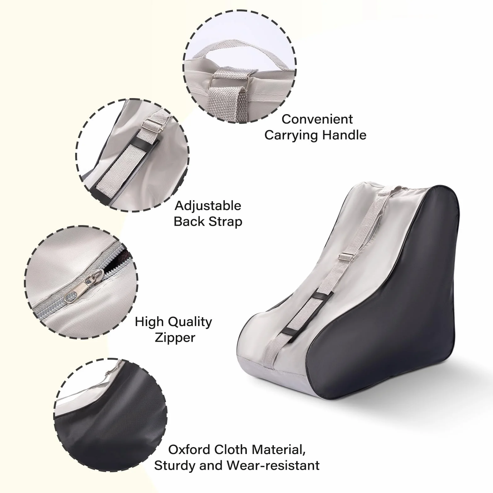 Skating Shoes Carry Bags Roller Skate Bag, Oxford Ice Skates Storage Bag for Kids & Adults, Unisex Adults Ice & Skate Bag II Fabric and Beach with Adjustable Shoulder Strap