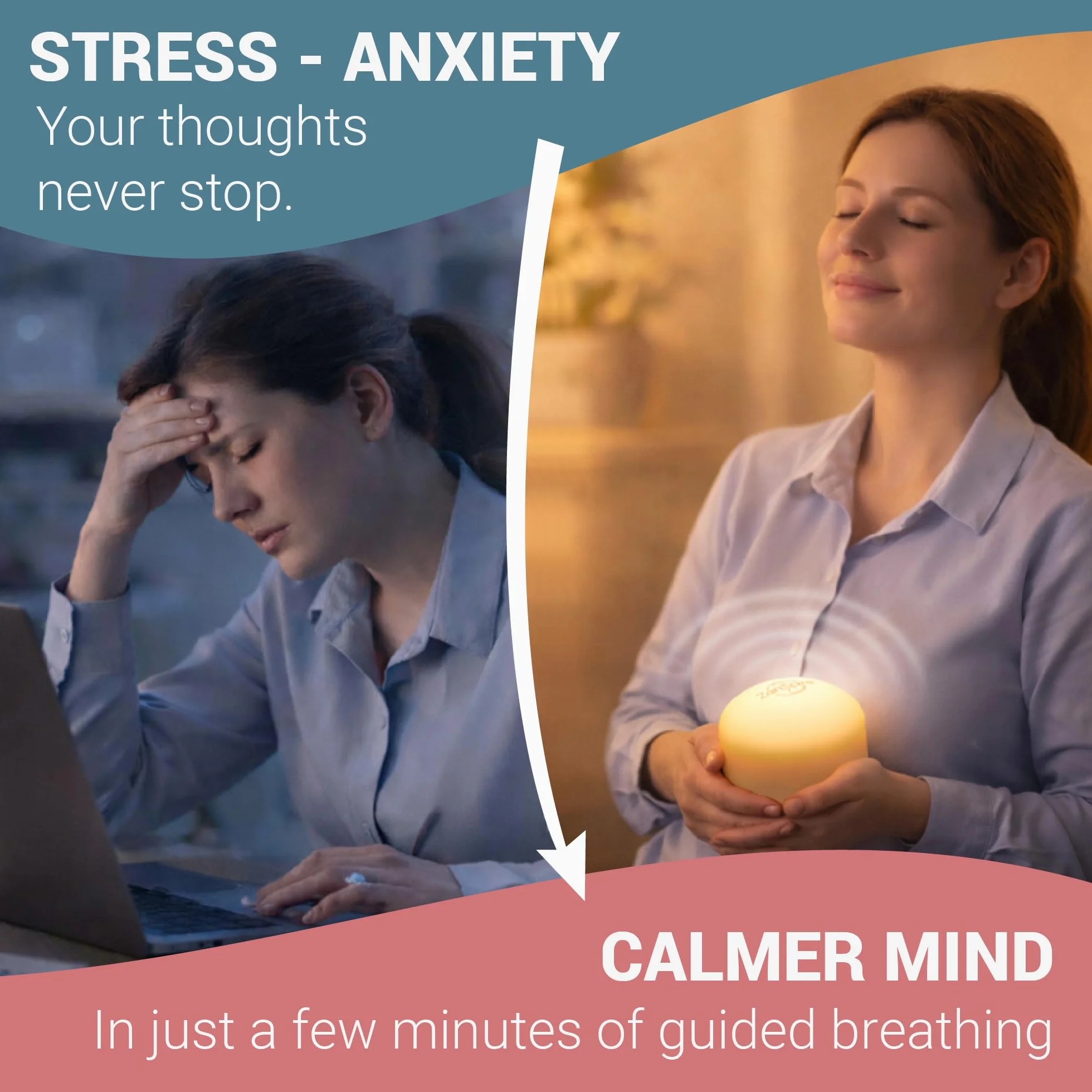 ZENSPIRE+ Dispositivo antiestrés para relajación y meditación con luz zen, sonido y vibración