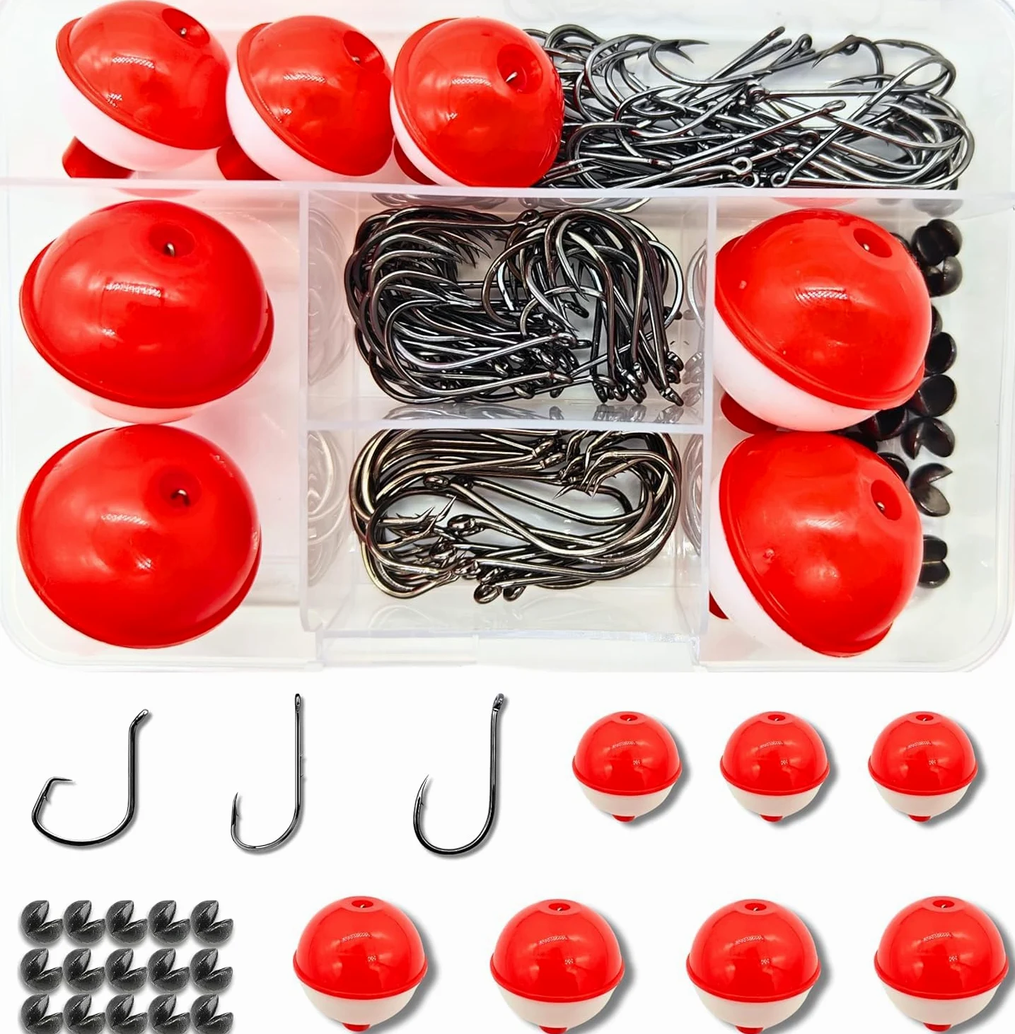 Kit de aparejos de pesca de 147 piezas, incluye anzuelos de pesca, bobinas para pesca, pesos para agua dulce y salada