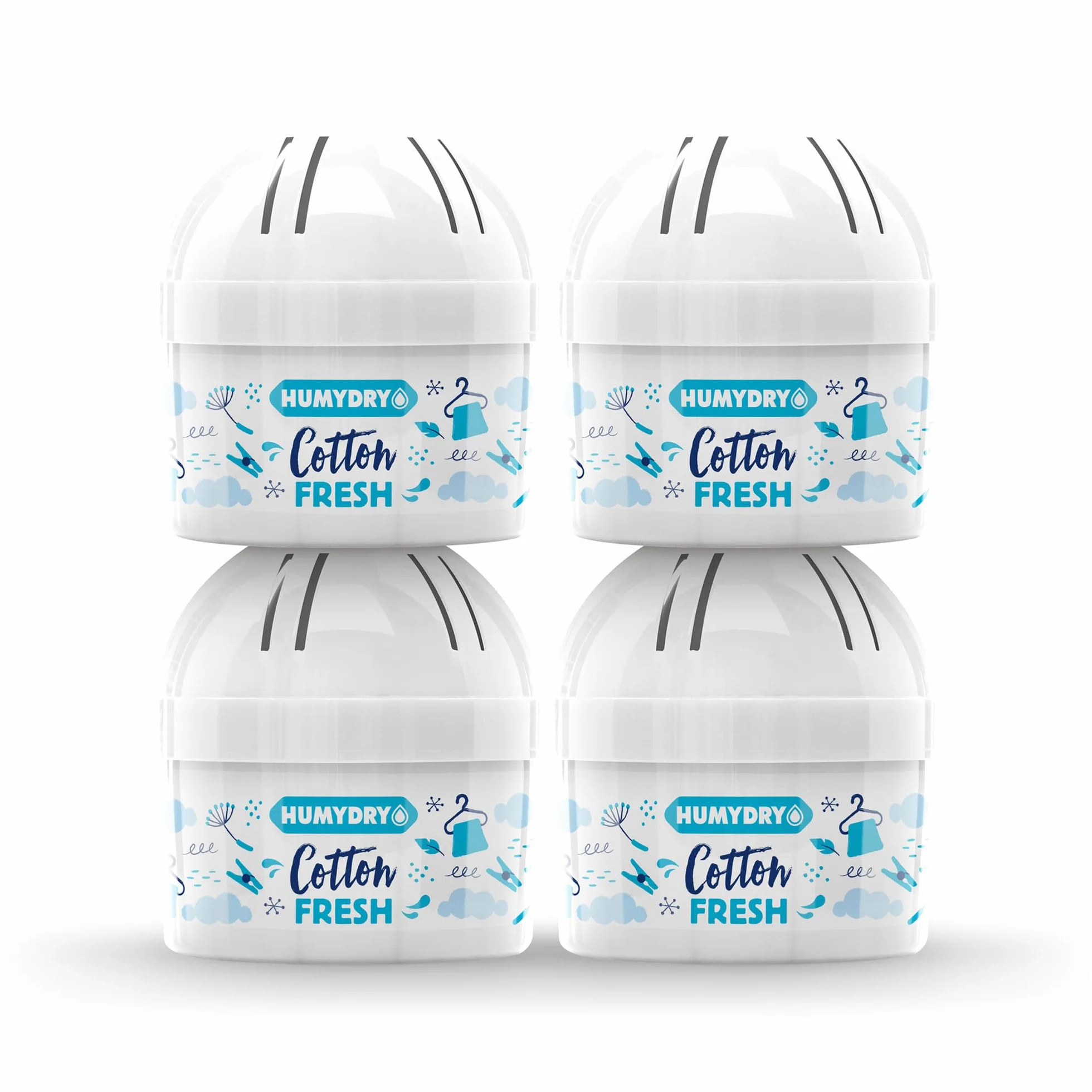 HUMYDRY Mini 75g MIX Pack de 4 Deshumidificadores Ambientadores Absorben Humedad Reducen Olores Aroma Algodón 8 m²