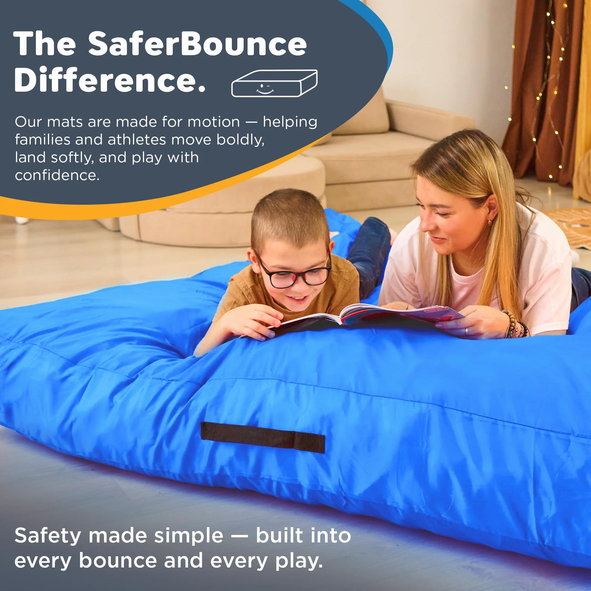 SaferBounce Sensory Crash Pad para Niños 152 x 152 cm Colchoneta Autismo Alfombra Espuma Infantil Escalada Gimnasia