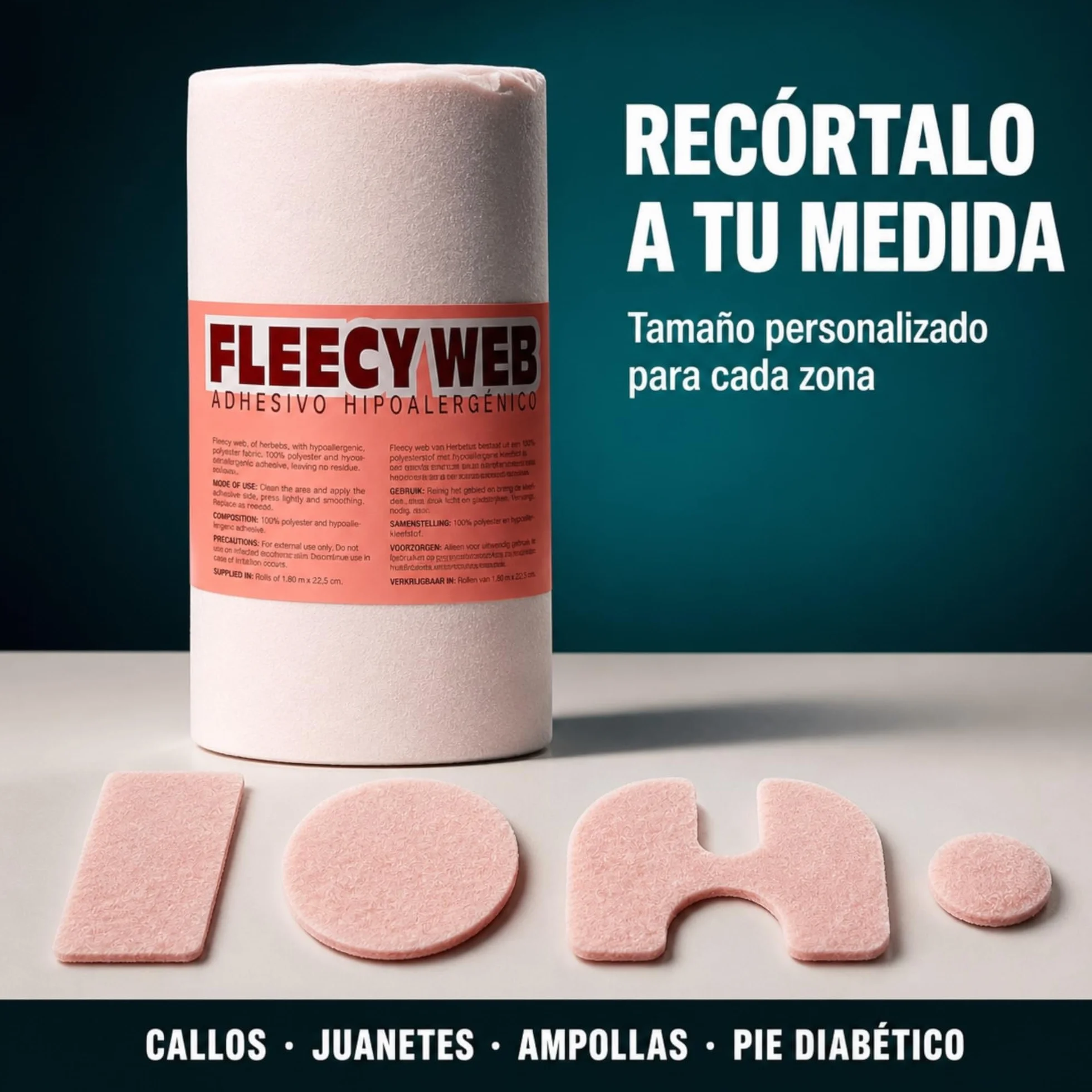 Fieltro Adhesivo 1.5mm Rollo Almohadillas para Pies Protección Plantar Podologia Recortable Pie Diabetico Juanetes Talones