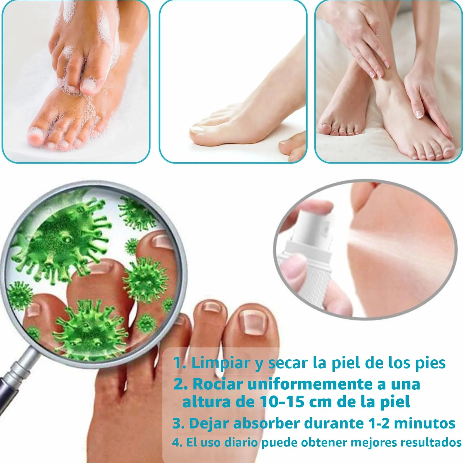 Spray para hongos en los pies y uñas, 2 unidades, reparación de uñas y control de olores