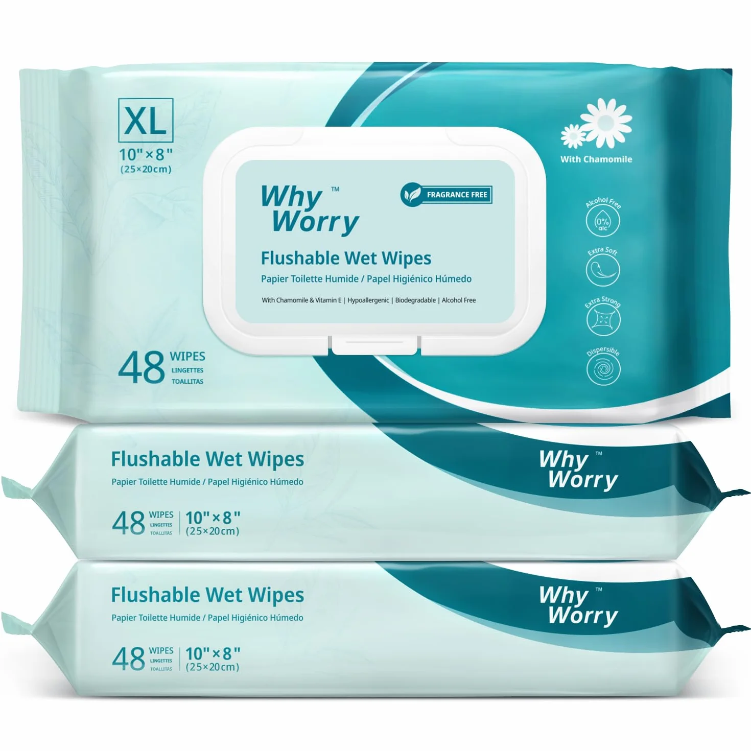 Papel Higiénico Húmedo Desechable XL 20x25 cm 144 Unidades Biodegradable Sin Plástico