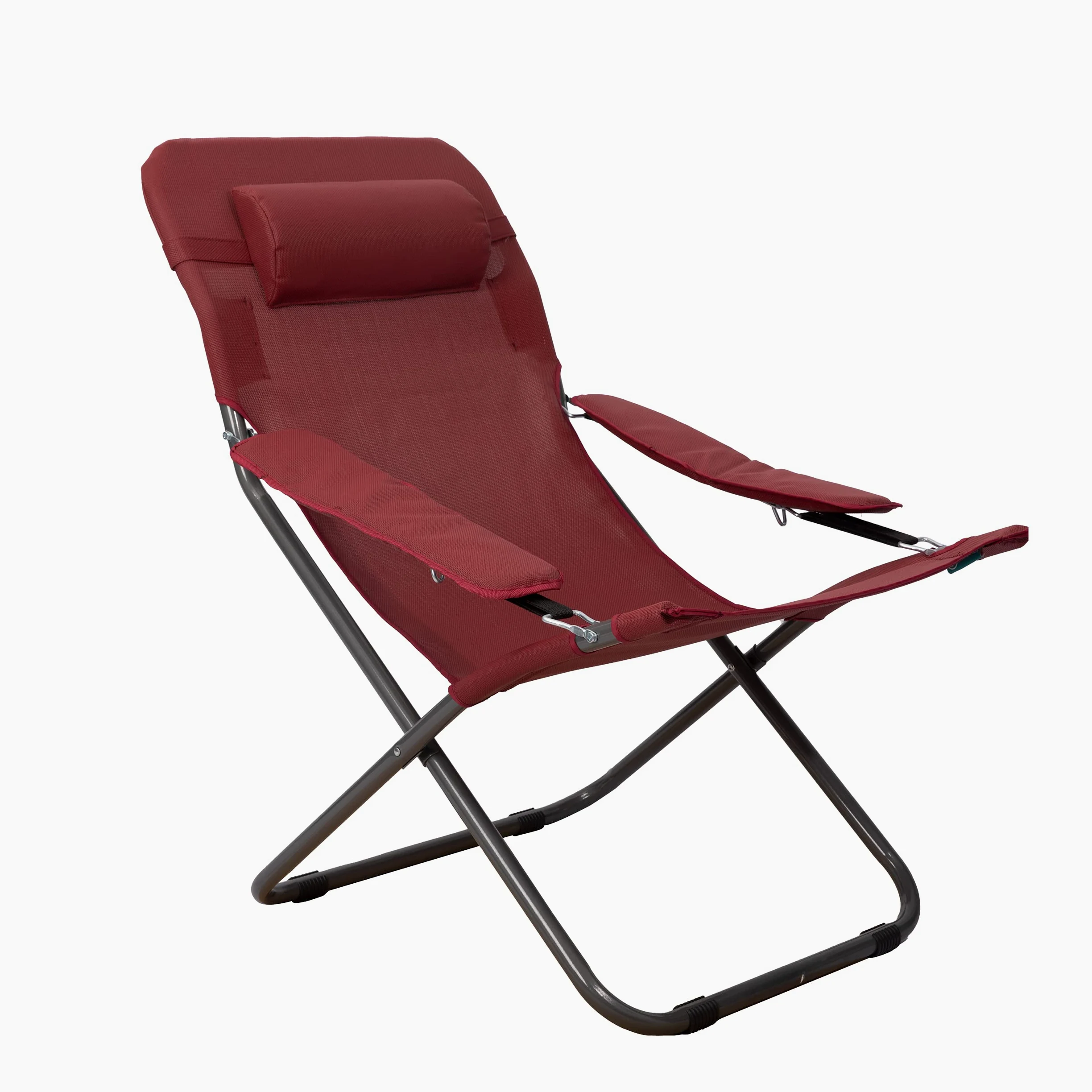 HOMECALL - Silla de camping plegable con respaldo ajustable de textileno 2 × 1, rojo