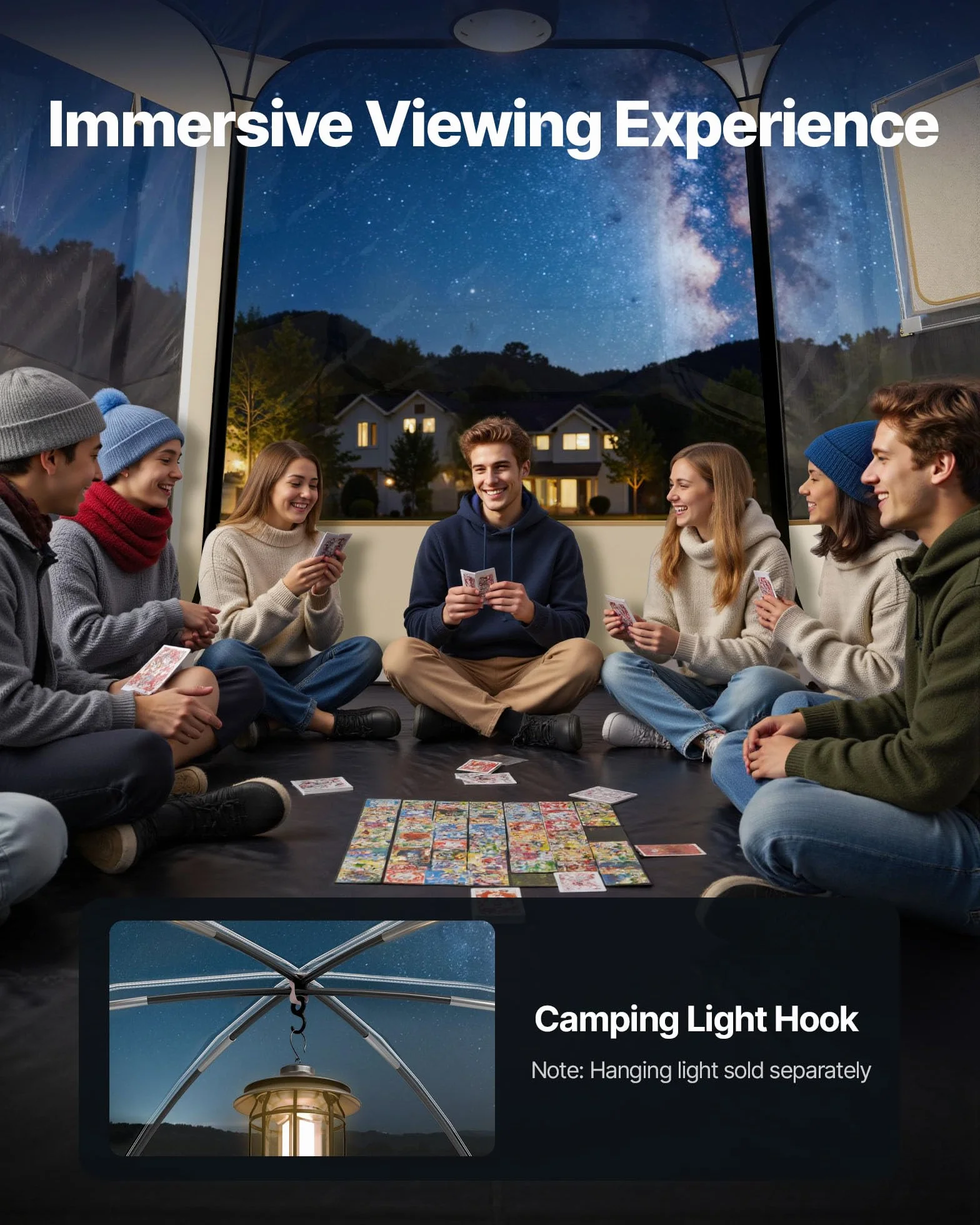 VEVOR Tienda de Campaña Plegable, 458 x 432 x 230 cm, Impermeable y Resistente a Los Rayos UV, Tienda Transparente con Ventanas y Vista Panorámica de 540° para 12-15 Personas para Patio y Jardín