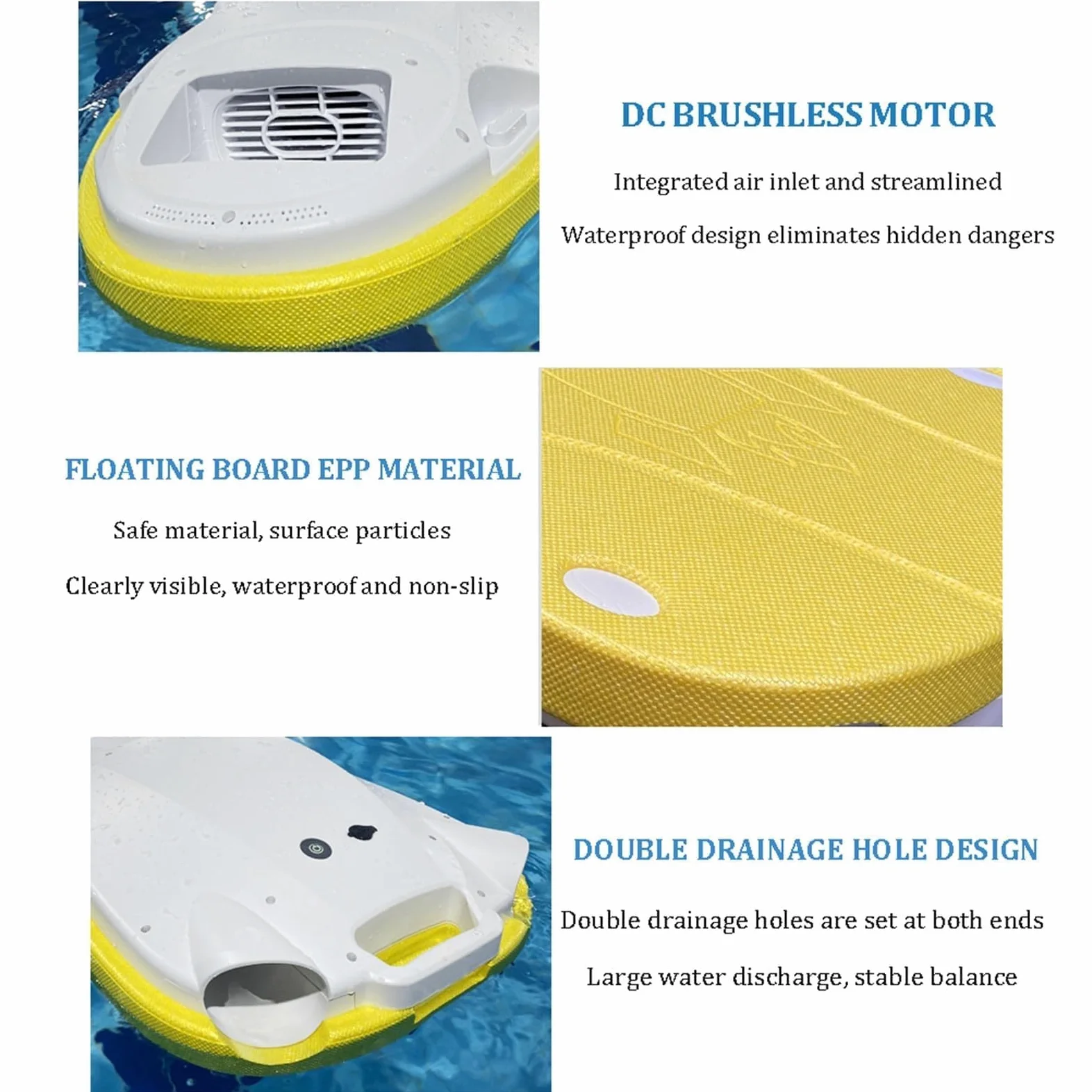 Scooter Eléctrico Submarino, Scooter De Agua Portátil De 300w con 80 Kg | Capacidad de carga, tabla eléctrica flotante de agua de 6000 mAh para deportes acuáticos, piscinas, buceo, snorkel