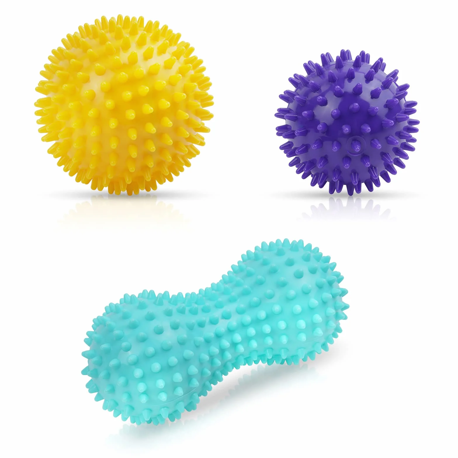 Bolas Masaje 3 Piezas Pelota Masaje Muscular con Pinchos Masajeador Rehabilitación Fascitis Plantar Fisioterapia Cervicales Morado