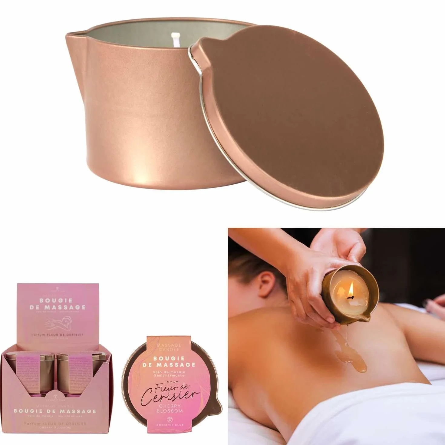 COSMETIC CLUB Vela de Masaje Flor de Cerezo 140G Aroma Envolvente Cuidado de Belleza