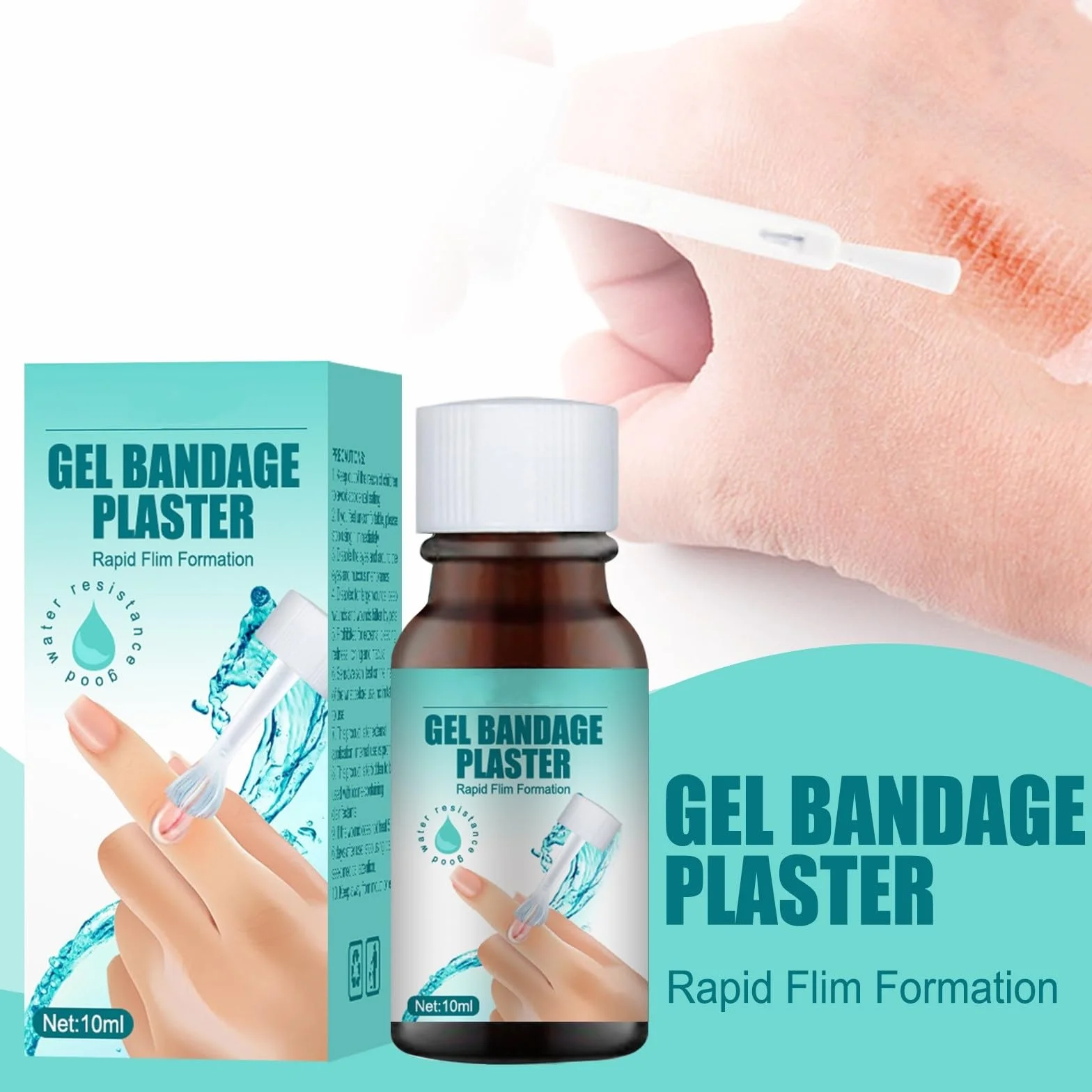 Yeso líquido para heridas, vendaje líquido de gel impermeable transpirable para cortes menores