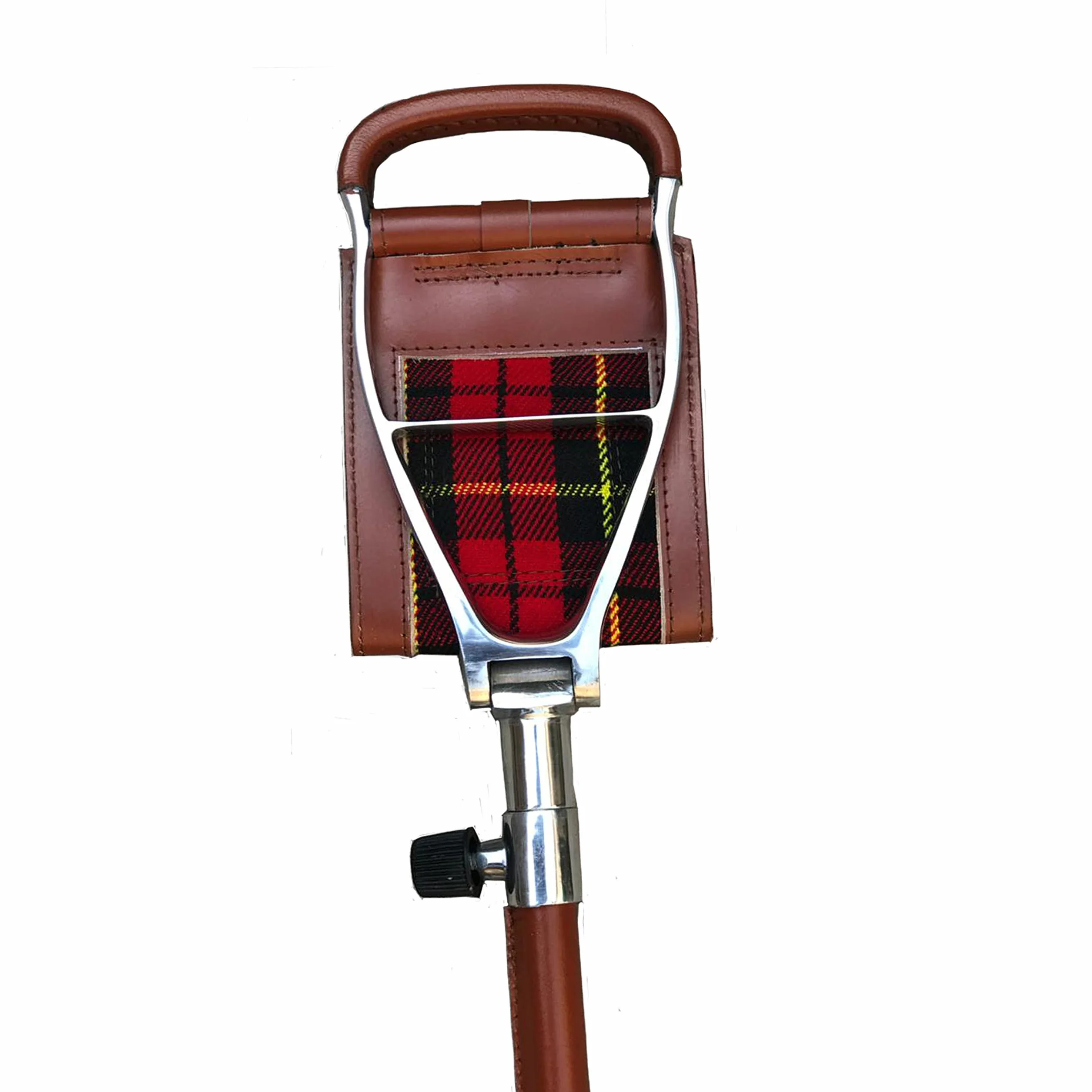 H E Bastón de asiento de tiro con sillas plegables de cuero | Bastón ligero | Equipo de caza Bastones de tiro marrón antiguo ajustable | Royal Stewart Tartan (CH)