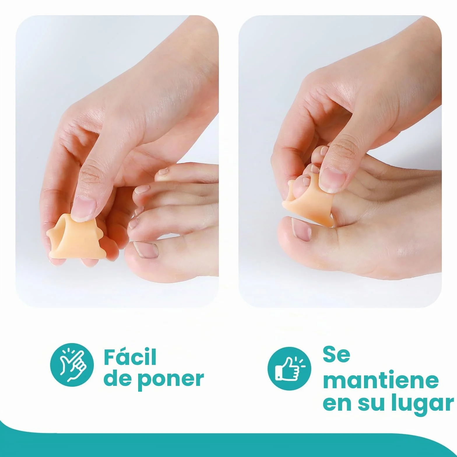 Corrector de dedos en martillo para mujeres - Enderezador de gel blando, realineación de dedos, 6 unidades, Grande, Beige
