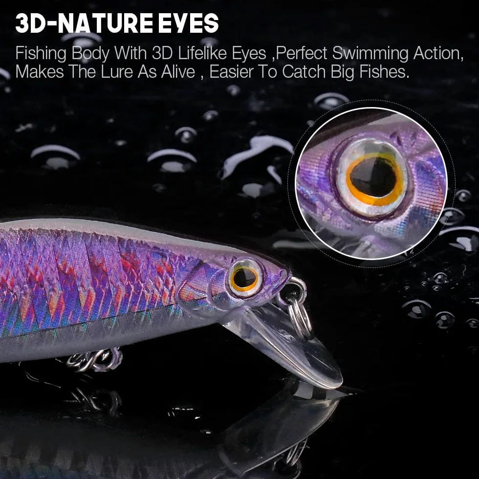 5pcs Negro Minnow Fishing Lure Set 90 mm 10g Wobblers de hundimiento for tuercos Luros Crankbaits Pesca Kit de Cebo Artificial (Color : 90mm 10g Seta)