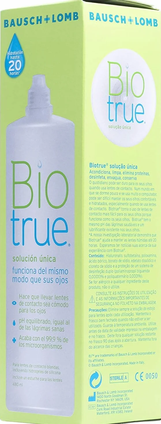 Biotrue Bausch + Lomb Solución Única 300ml + 180ml gratis para lentes de contacto blandas