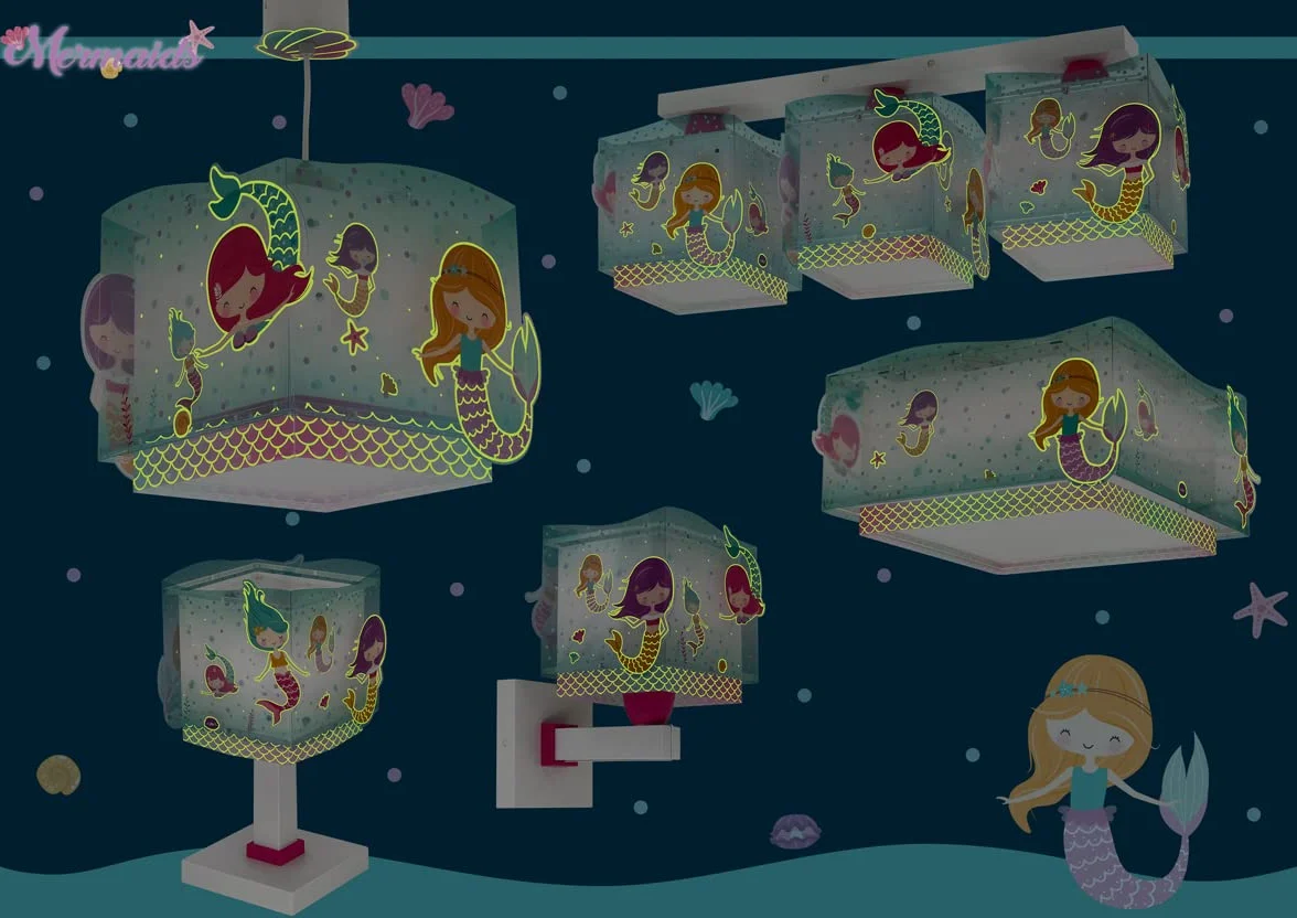 Dalber Lámpara de Techo Colgante Infantil Sirenas Mermaids Turquesa