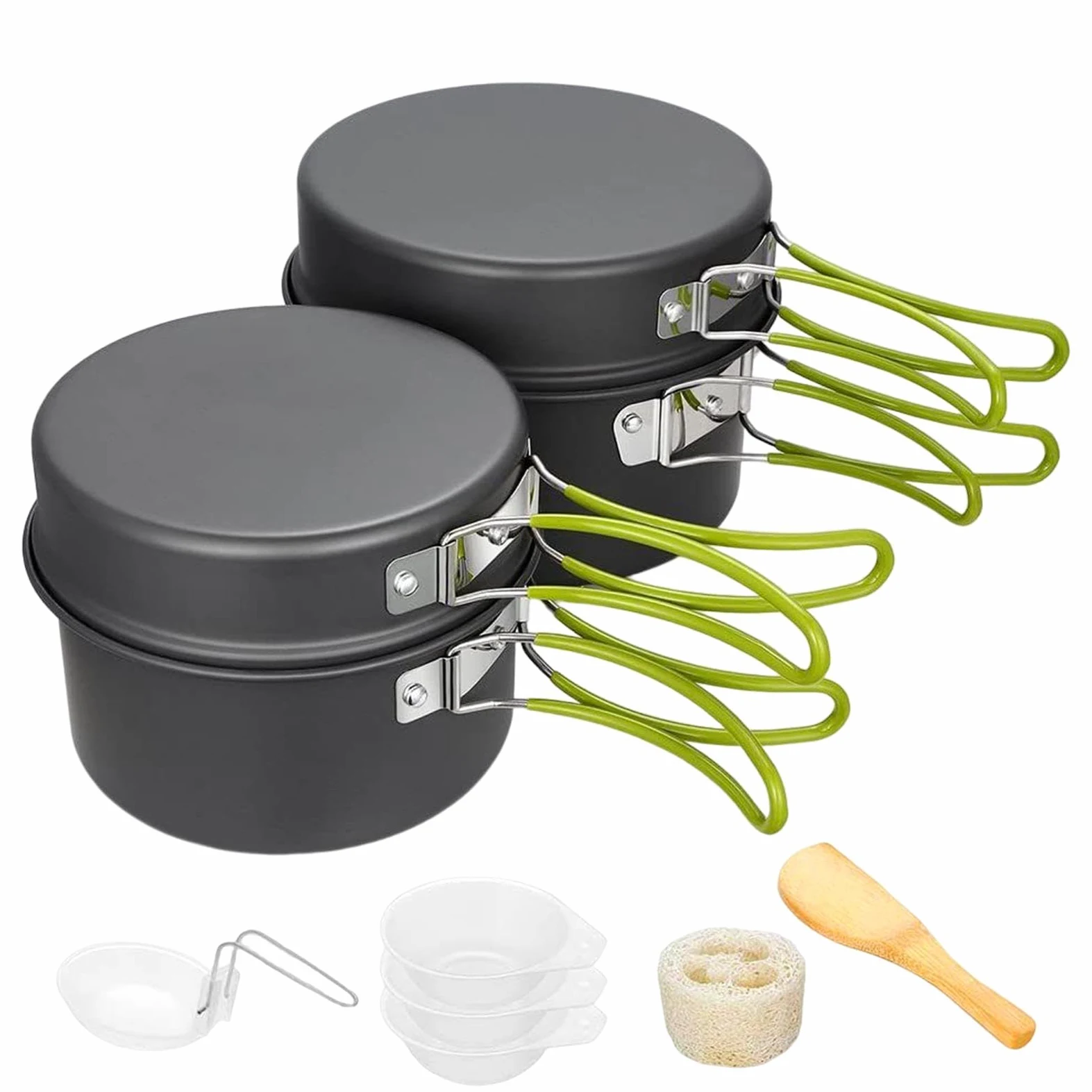 Olla Para Camping De Cocinar Sartenes y Planchas Antiadherentes | Equipo para Camping y Acampada para Excursionismo, Aire Libre, Picnic y Cocina para 2 a 3 Personas