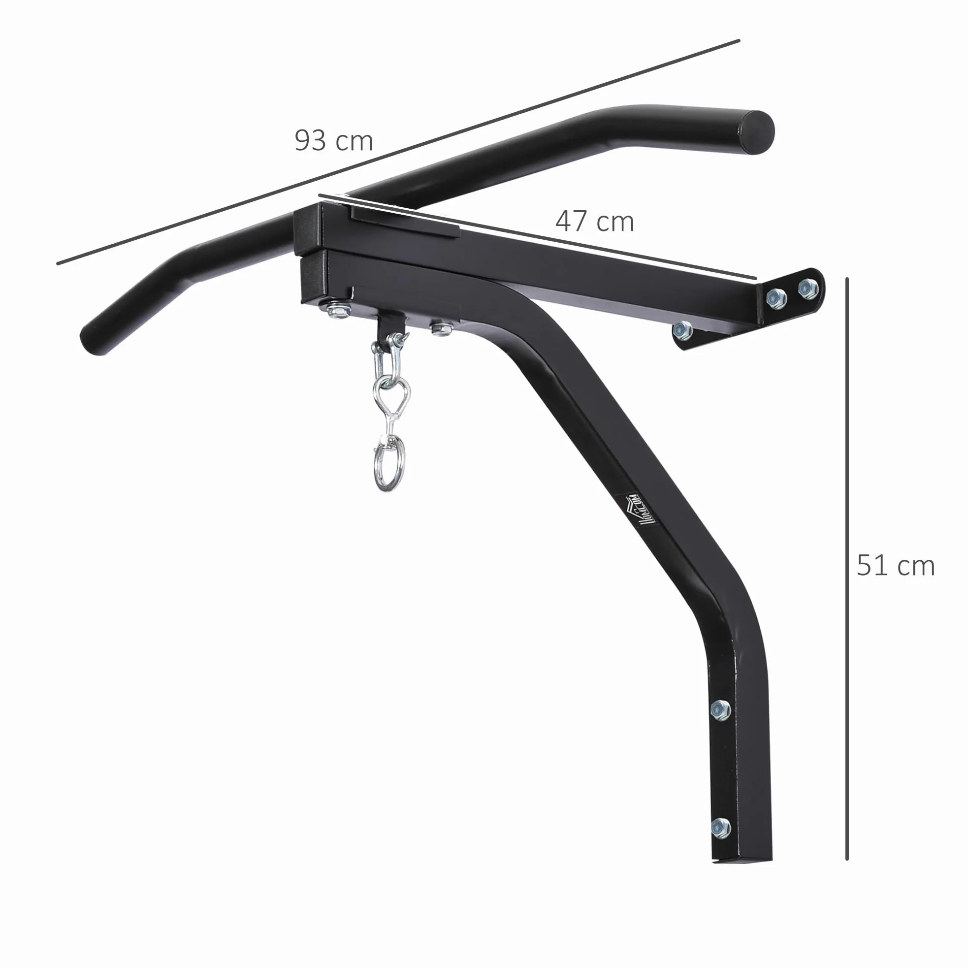 HOMCOM Barra de Dominadas 2 en 1 Pared Acero 130 kg 93x47x51 cm Negro