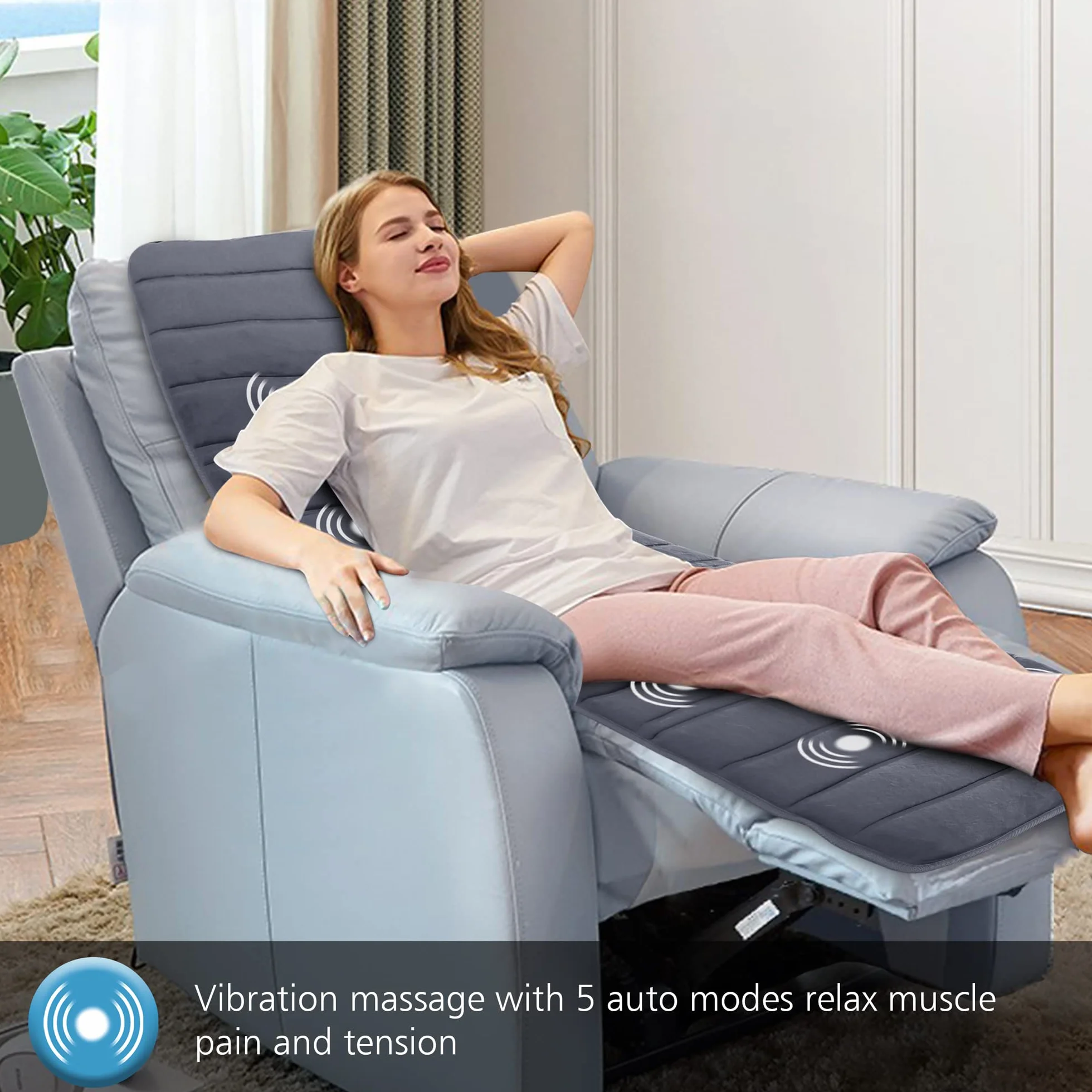 COMFIER Colchón de Masaje Eléctrico 10 Motores Vibrantes Almohadilla Térmica 2 Terapias Apagado Automático