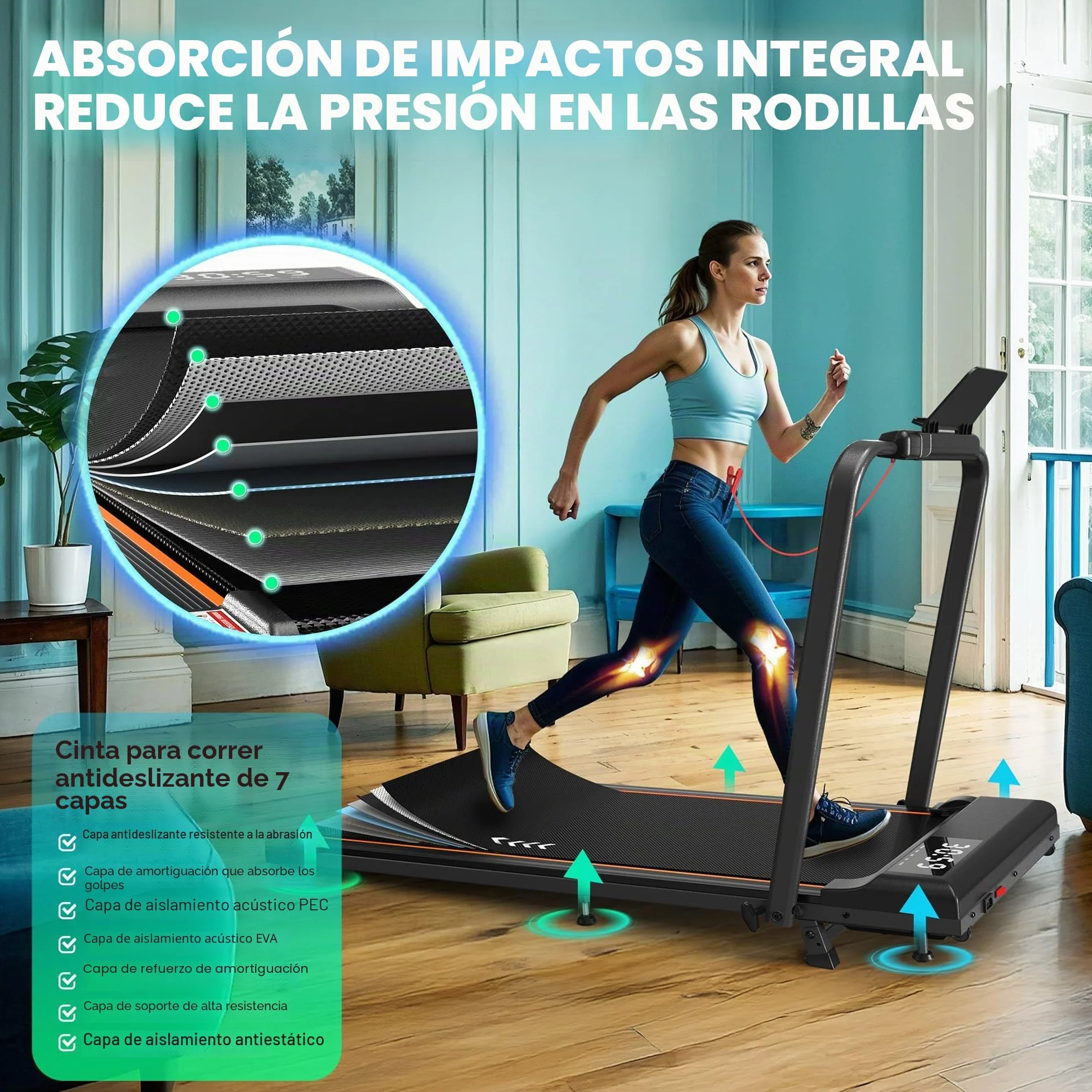 Cinta de Correr Plegable, 7% Inclinación, 2.5HP Walking Pad para Debajo del Escritorio, 4 en 1 Cinta de Correr Eléctrica para Hogar/Oficina | TW1 1-6km/h | TW2 1-12km/h |FT50 12KM/H App & Bluetooth