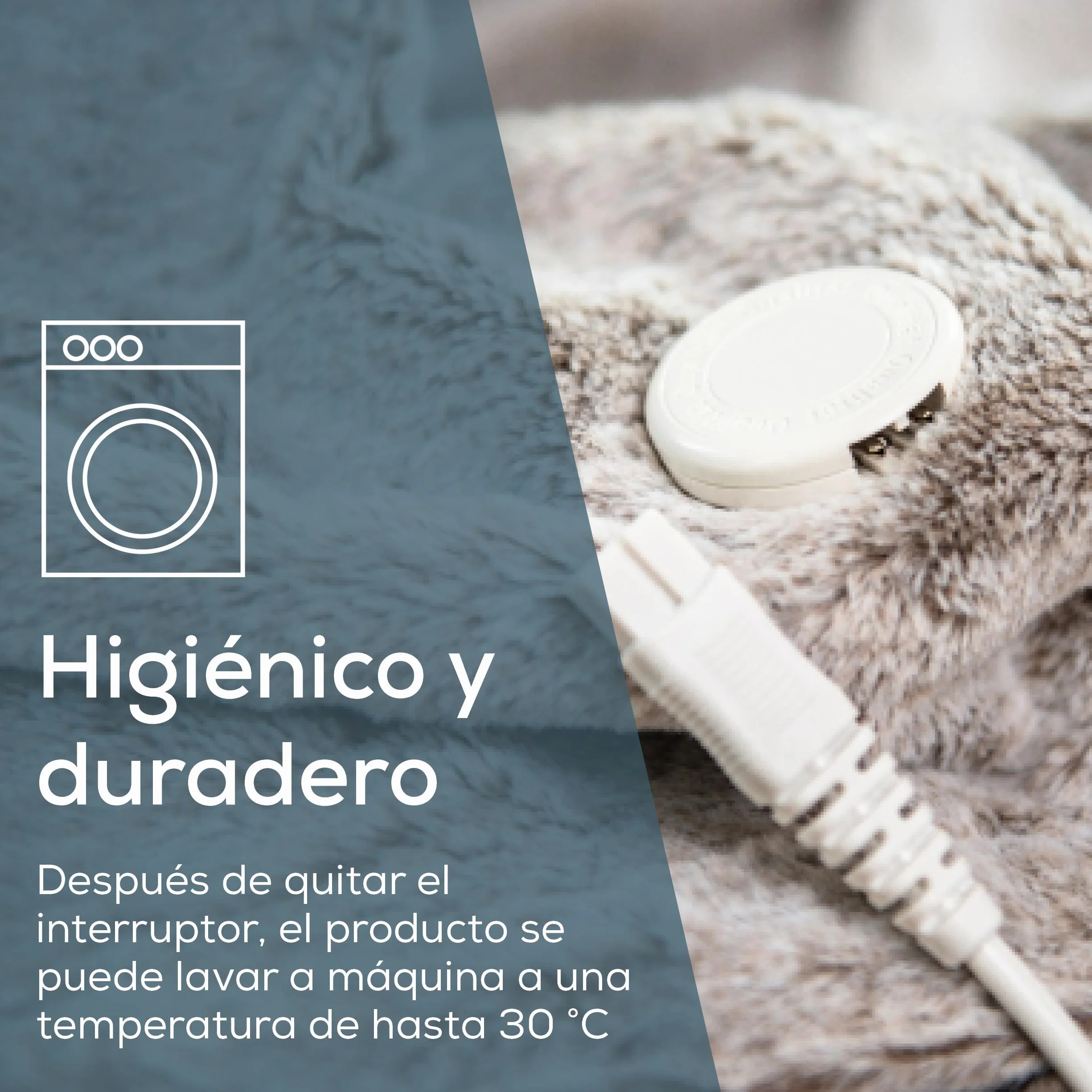 Beurer HD 75 Nordic manta eléctrica, manta térmica suave con aspecto de piel sintética, 6 niveles de temperatura, lavable a máquina (30 °C), desconexión automática. Color beige/marrón, 180×130 cm