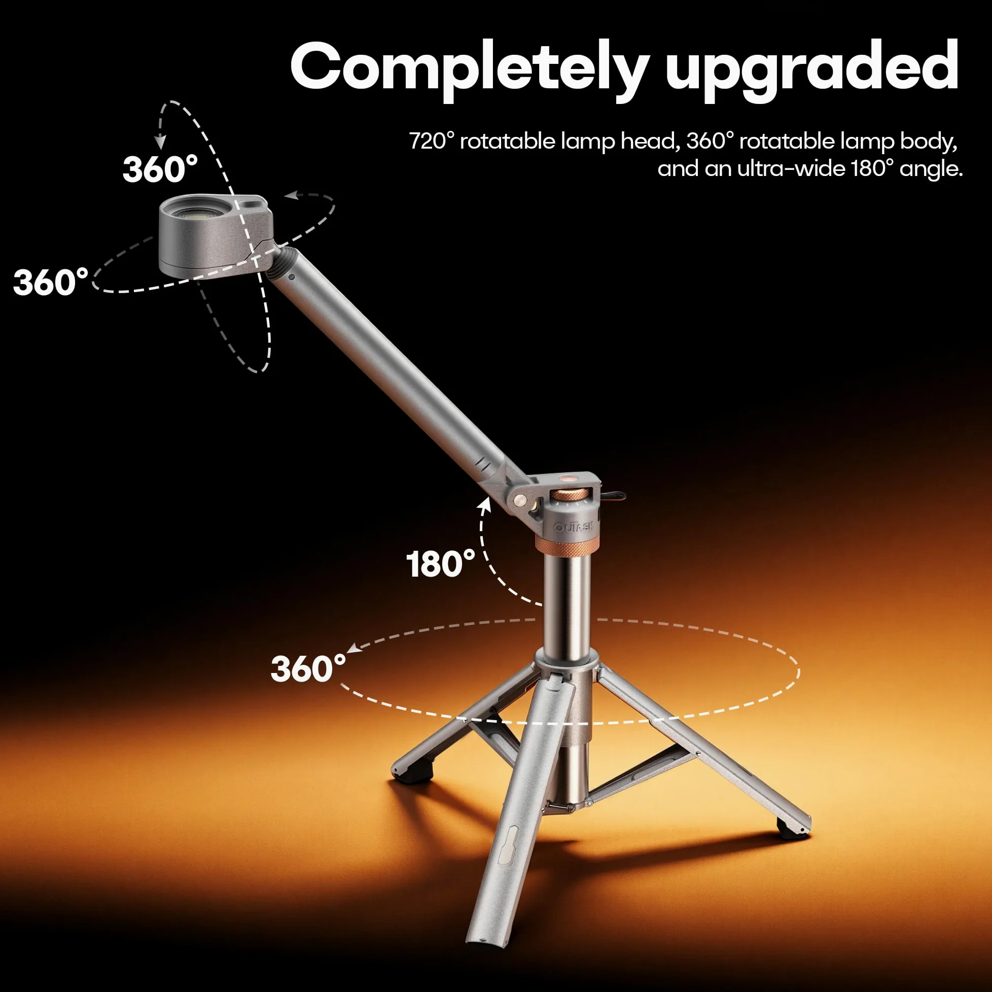 Outask TD2 - Linterna LED telescópica para camping, 1500 lm, ultrabrillante, luz portátil todo en uno, base de trípode magnética, CRI 90 atenuación continua/CCT (2000 K-7000 K), IPX7 impermeable