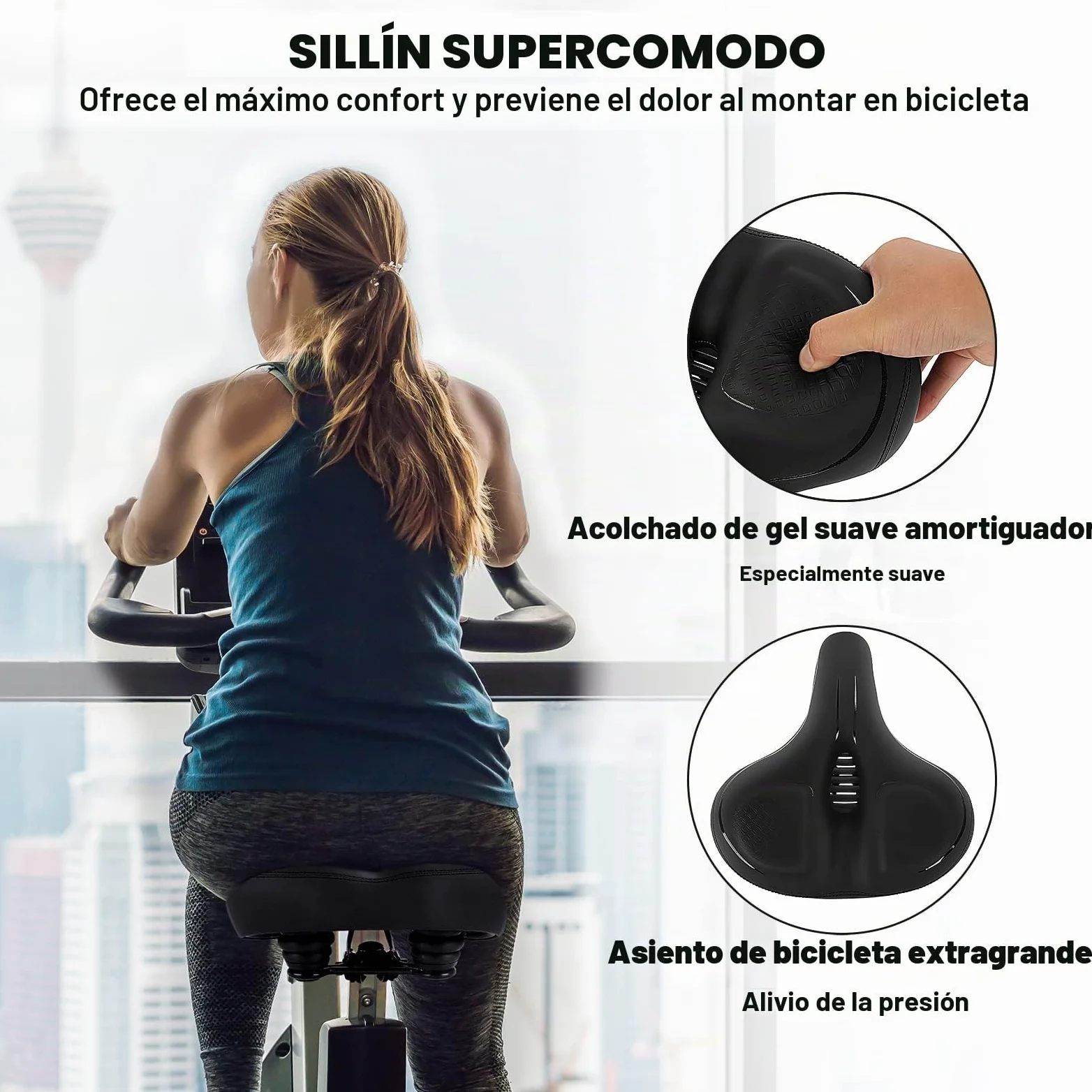 TONBUX Sillín Bicicleta Extra Grande, Sillín de Bicicleta Muy Cómodo Impermeable, Sillin Bici Ergonómico, Asiento de Bicicleta Transpirable para MTB/Bicicleta Urbana/Bicicleta de Carretera/Ebike