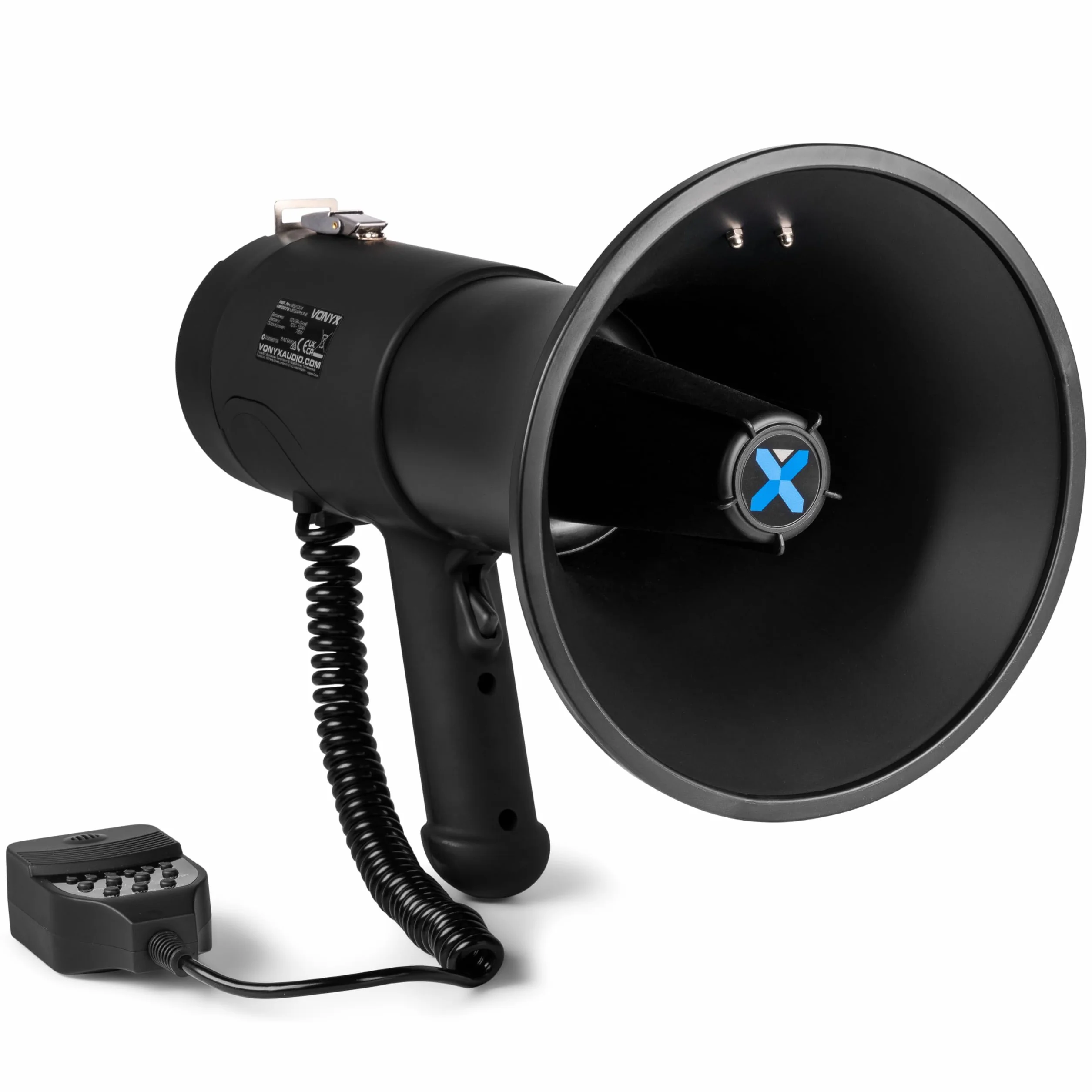 Vonyx MEG075 Megáfono Bluetooth Portátil 75W, Reproductor MP3, Batería Recargable, Negro