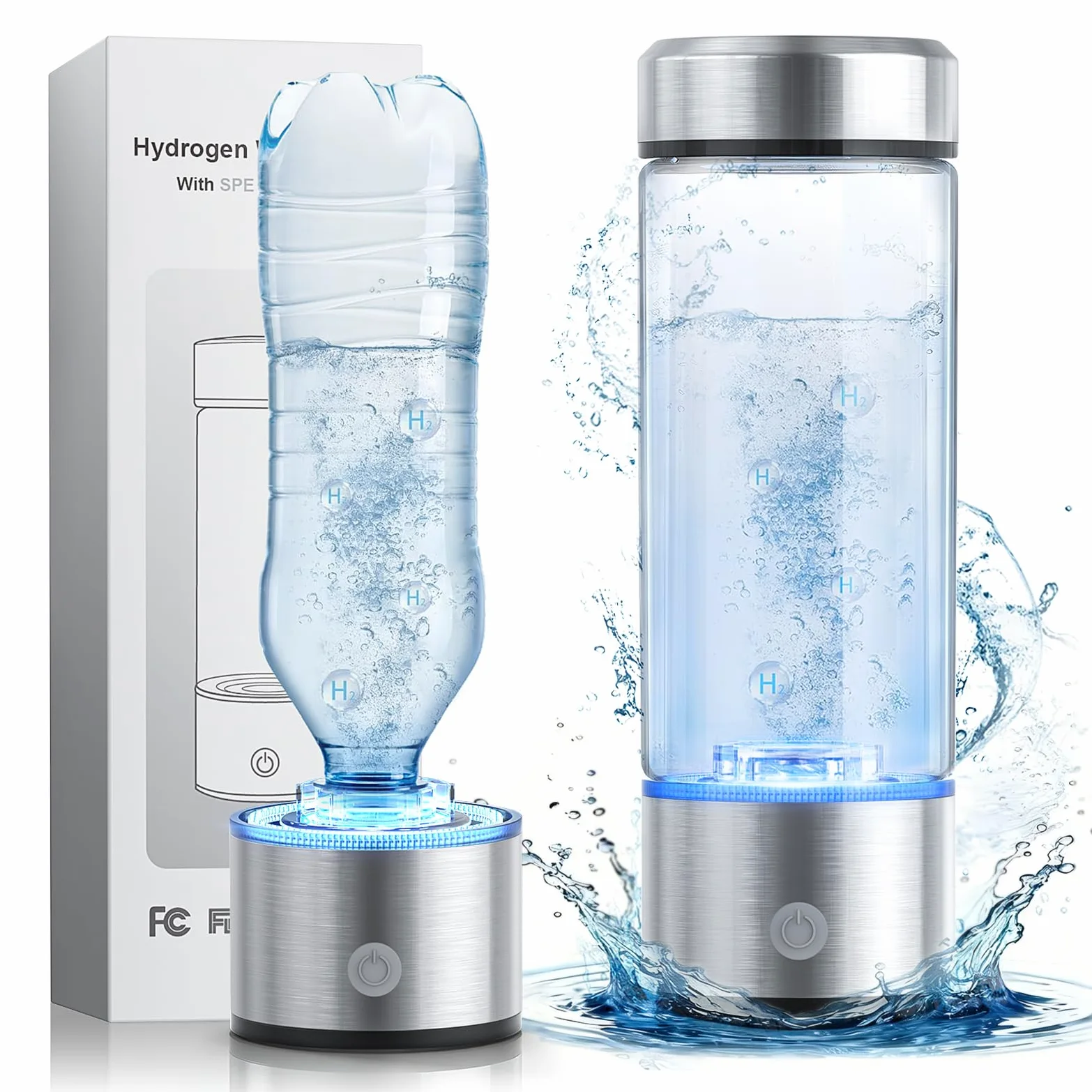 Generador de botella de agua de hidrógeno 3 en 1, marca de agua de hidrógeno de hasta 4000 PPB, SPE/PEM Tech-3 minutos rico en hidrógeno para beber e inhalar, limpieza automática, portátil para el