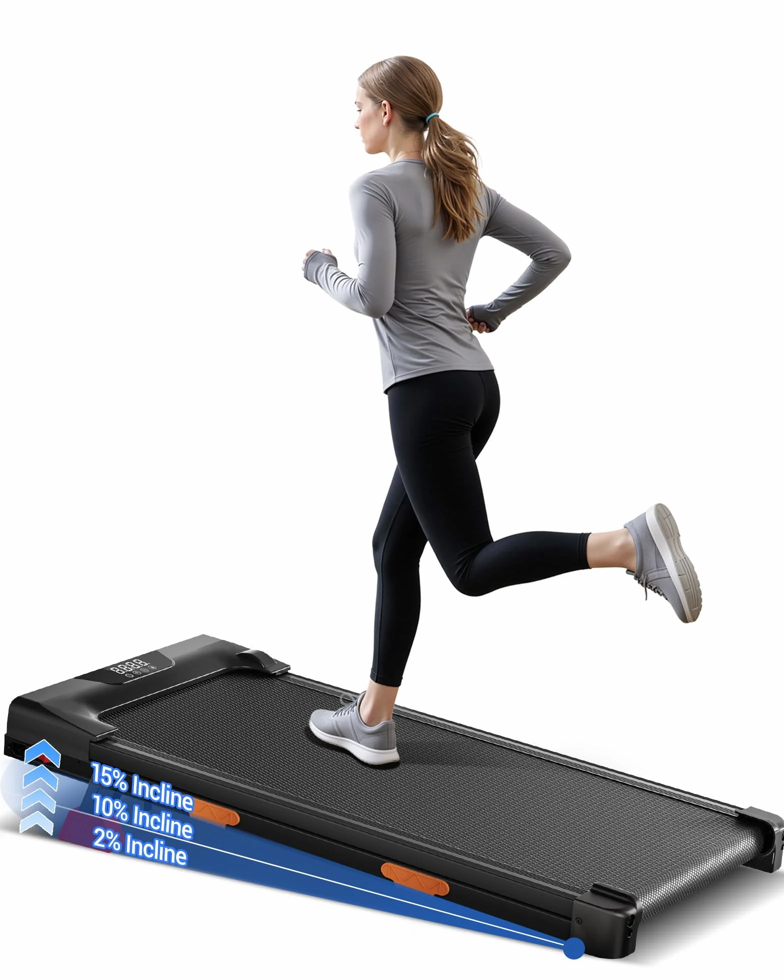 CURSOR Cinta de Correr Plegable con Inclinación 16%, 159 KG, LED y Mando | Cinta de Andar Escritorio, motor 3.0 HP Inclinación Automática, Walking Pad 4 en 1 Cardio Casa Oficina