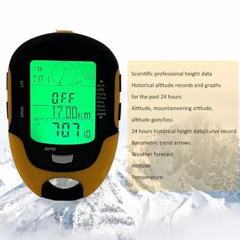 Altímetro electrónico GPS, FR510 ABS IPX4 Grado Impermeable Navegación al Aire/Medidor de altitud/Brújula de Temperatura y Humedad/Indicador de Tendencia climática