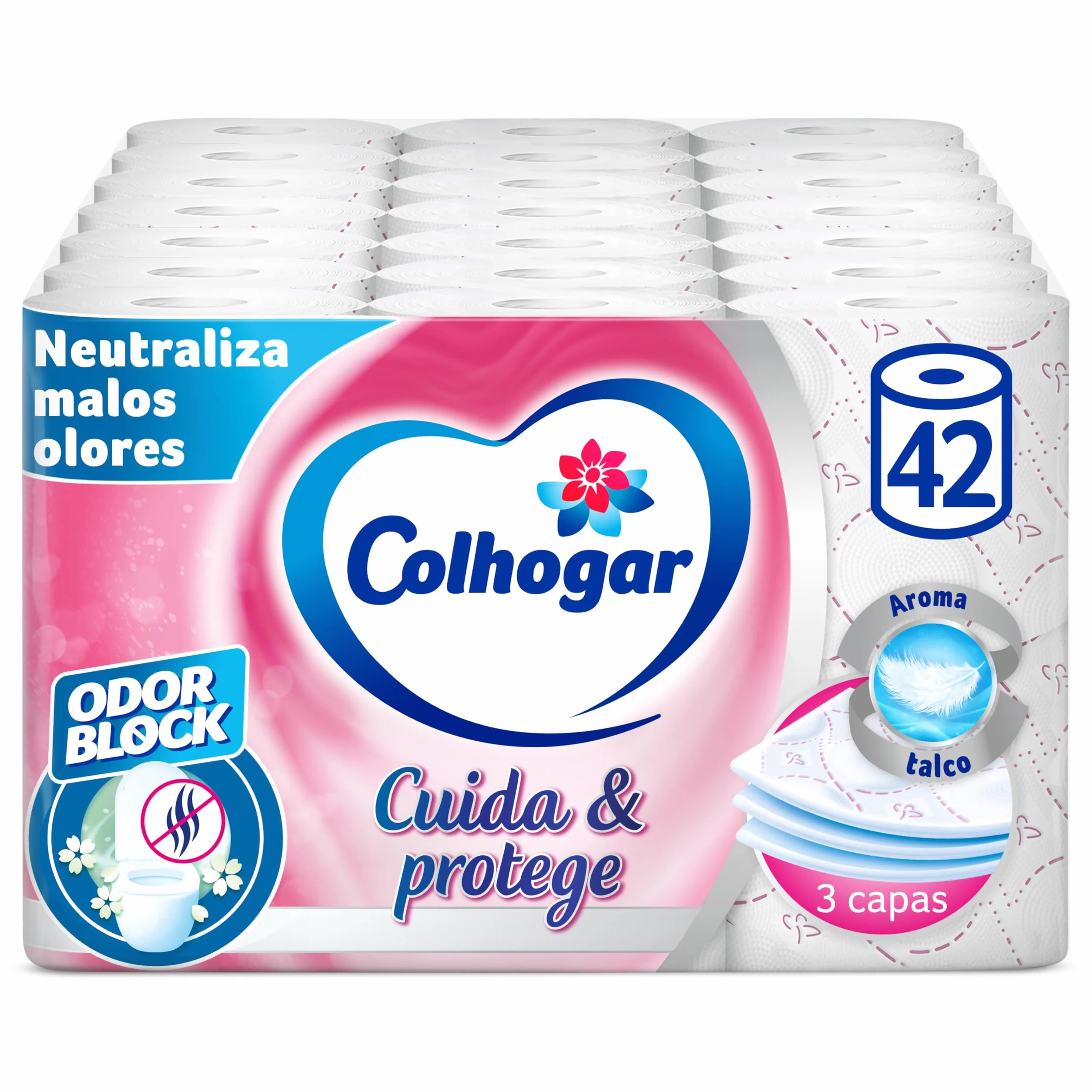 Colhogar Protect Cuida&Protege Odor Block Papel Higiénico 3 Capas 42 Rollos