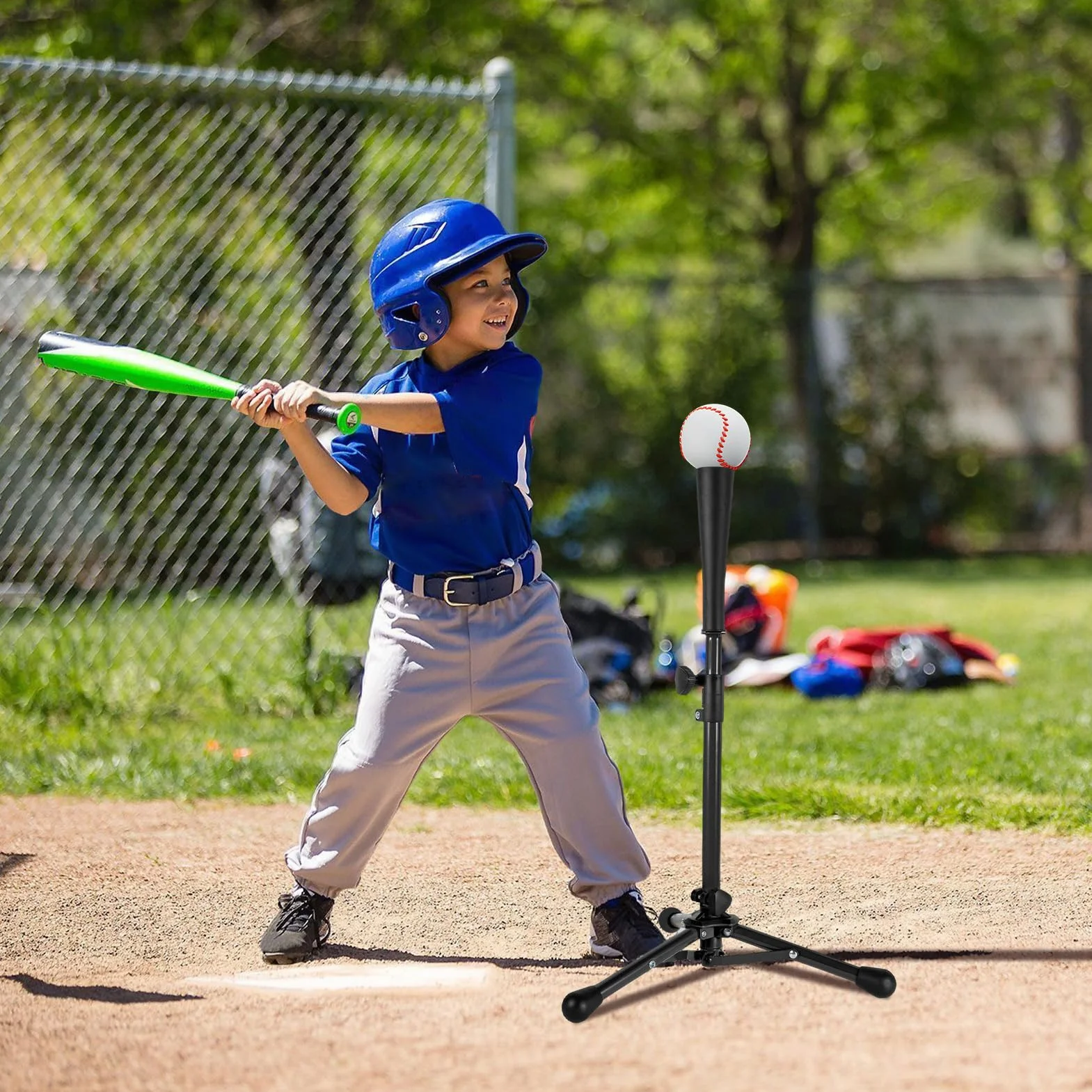 tee Béisbol Juvenil | Base De Béisbol para Niños Pequeños | con Bolsa Edades 3-8 Entrenador Altura Ajustable Trípode para Práctica Interior