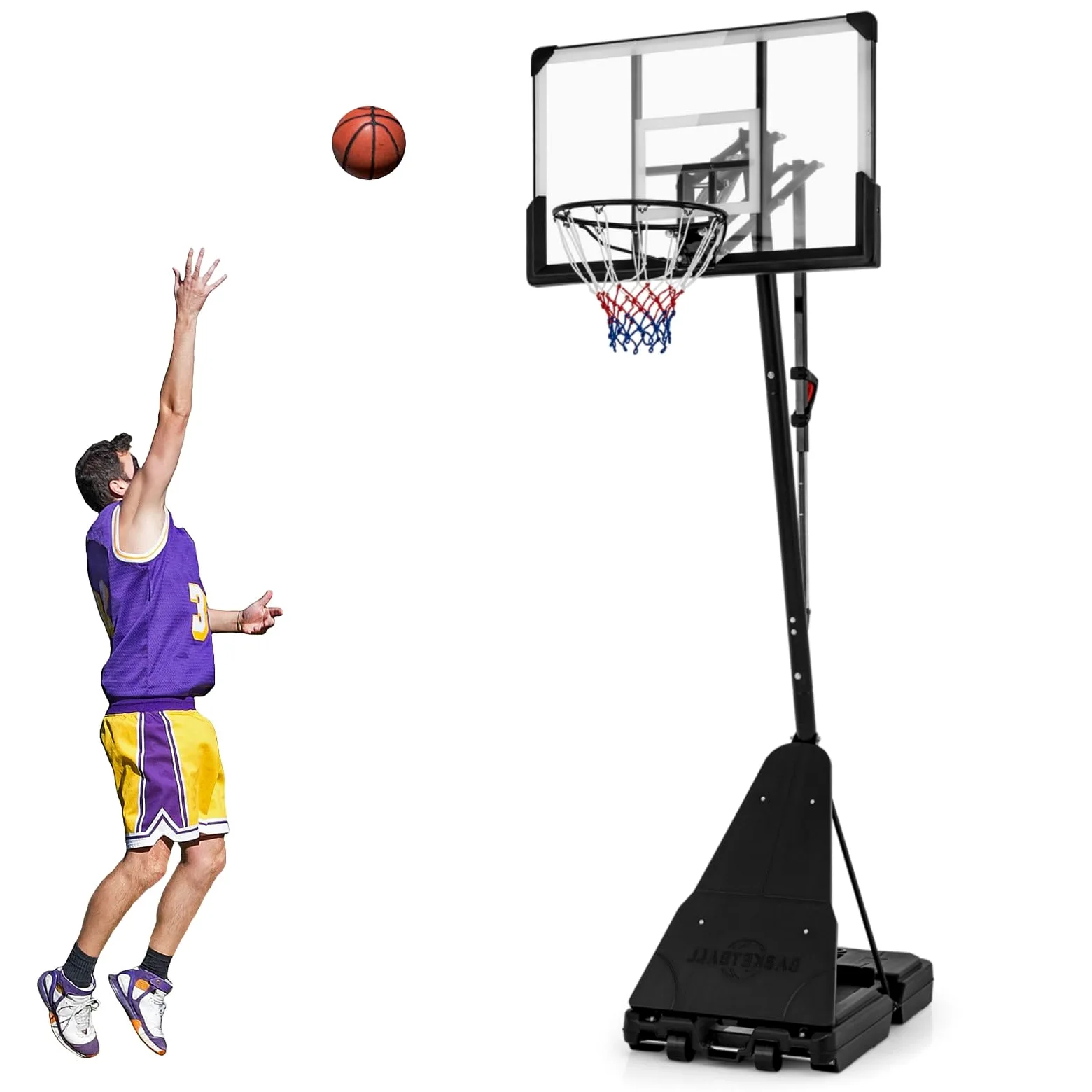 LIFEZEAL Canasta de Baloncesto Ajustable en Altura de 1,50 a 3,05 m, Soporte de Baloncesto portátil con Tablero de PC, Soporte rellenable, Sistema de Baloncesto para niños y Adultos