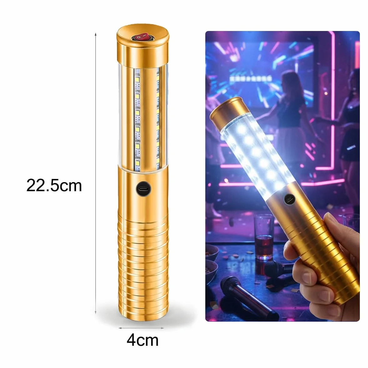 ACMHNC Luces Estroboscópicas LED USB Recargable 1800 mAh Bastón Luminoso Barras Luminosas Fiestas
