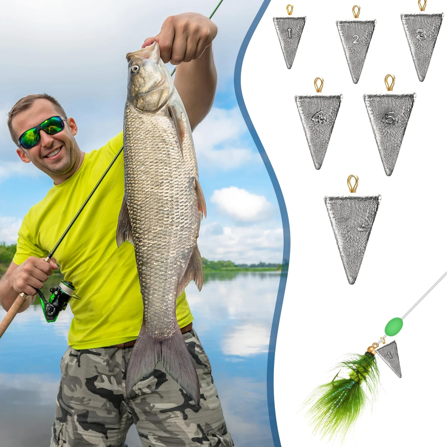 Pesos de pesca piramidales de 36 piezas, plomos de pesca de agua salada, plomos de pirámide, equipo de pesca, aparejos de pesca de surf, fundición de pesca