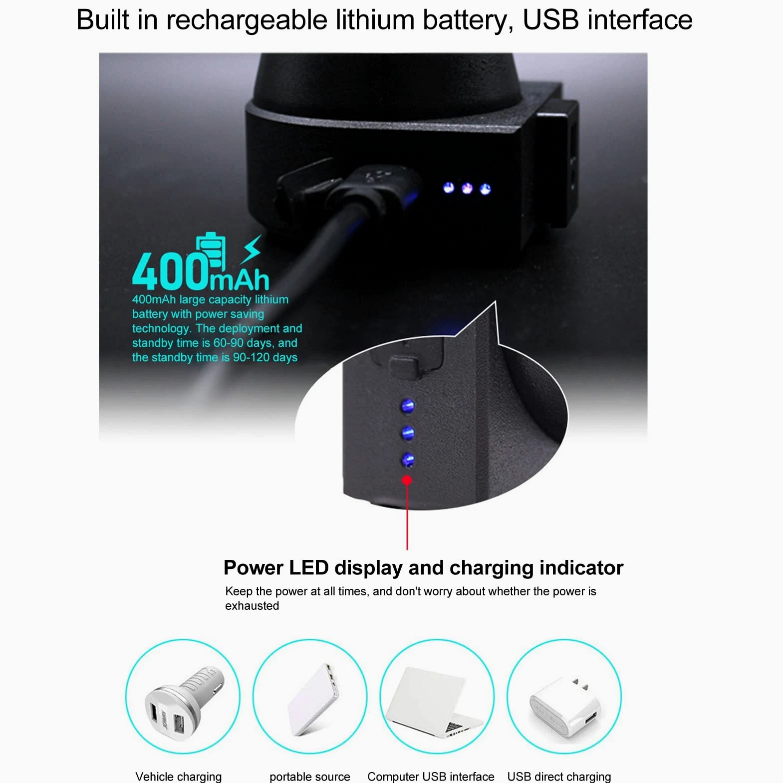 Bocina De Bicicleta con Batería De Litio De Alta Capacidad De 400 MAh, Ciclismo Accesorios con Control Remoto, Indicador De Batería, Sensor De Desplazamiento Tridimensional